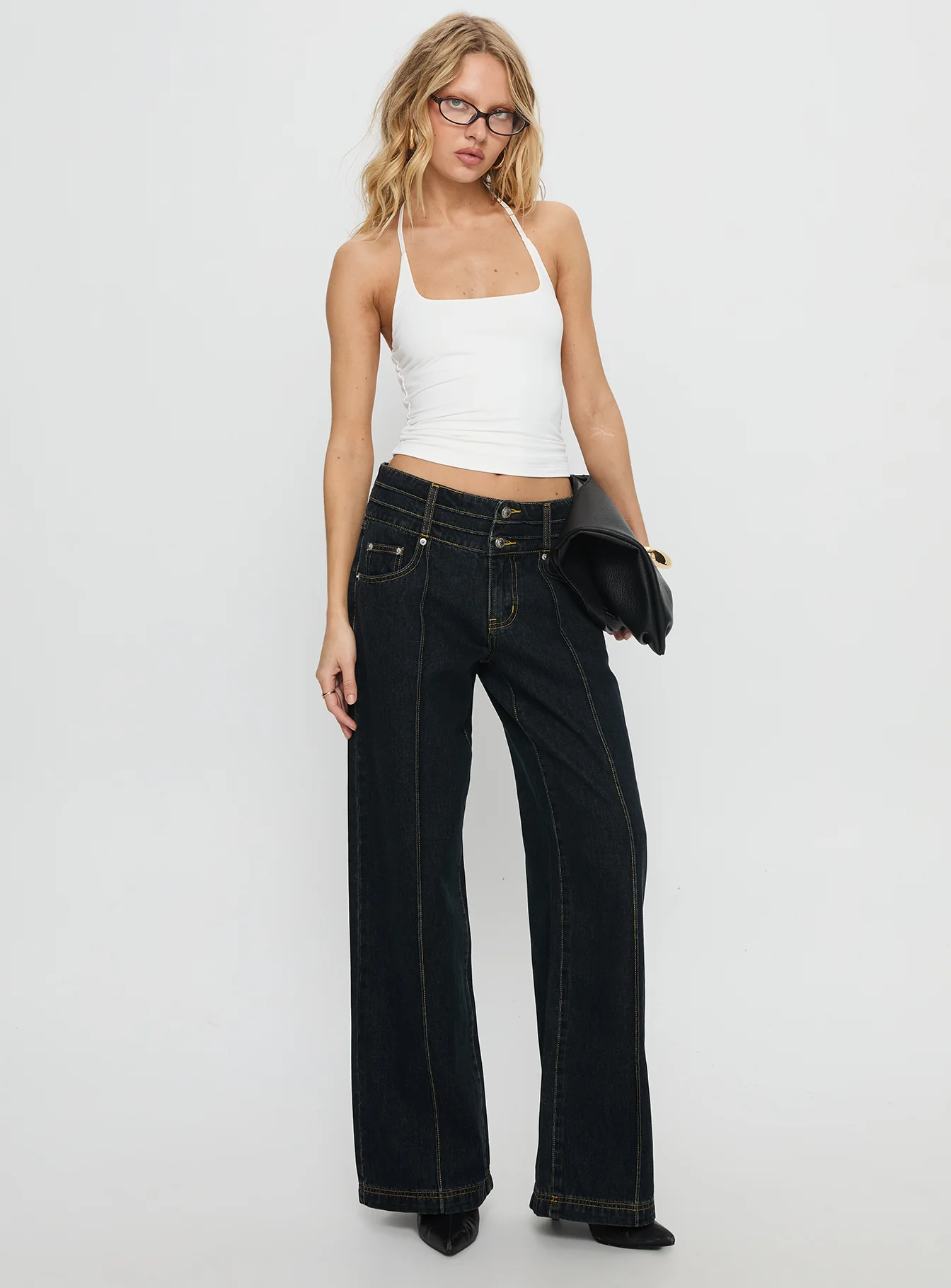 Hannalee Low Rise Wide Leg Jeans Grunge Wash