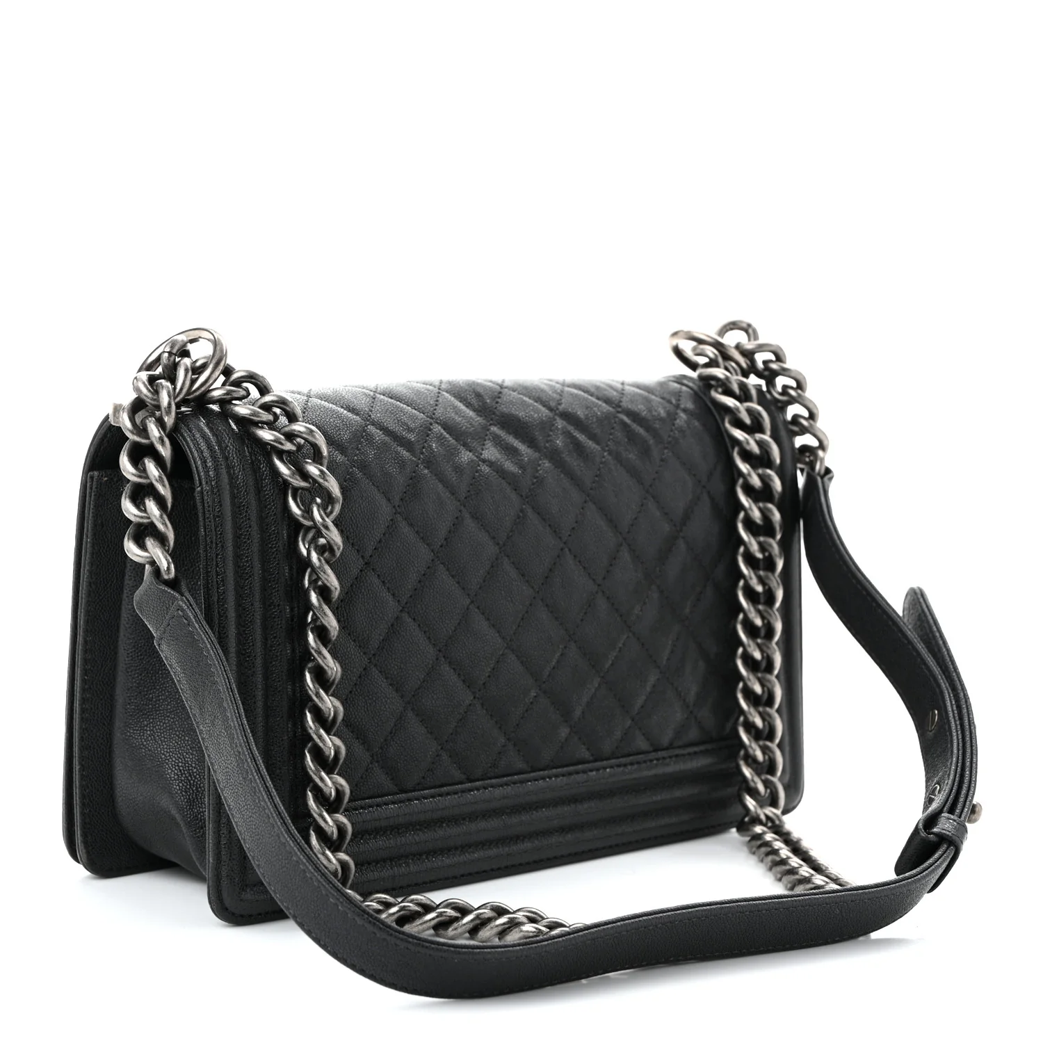 Caviar Quilted Medium Boy Flap Dark Grey - Top Club