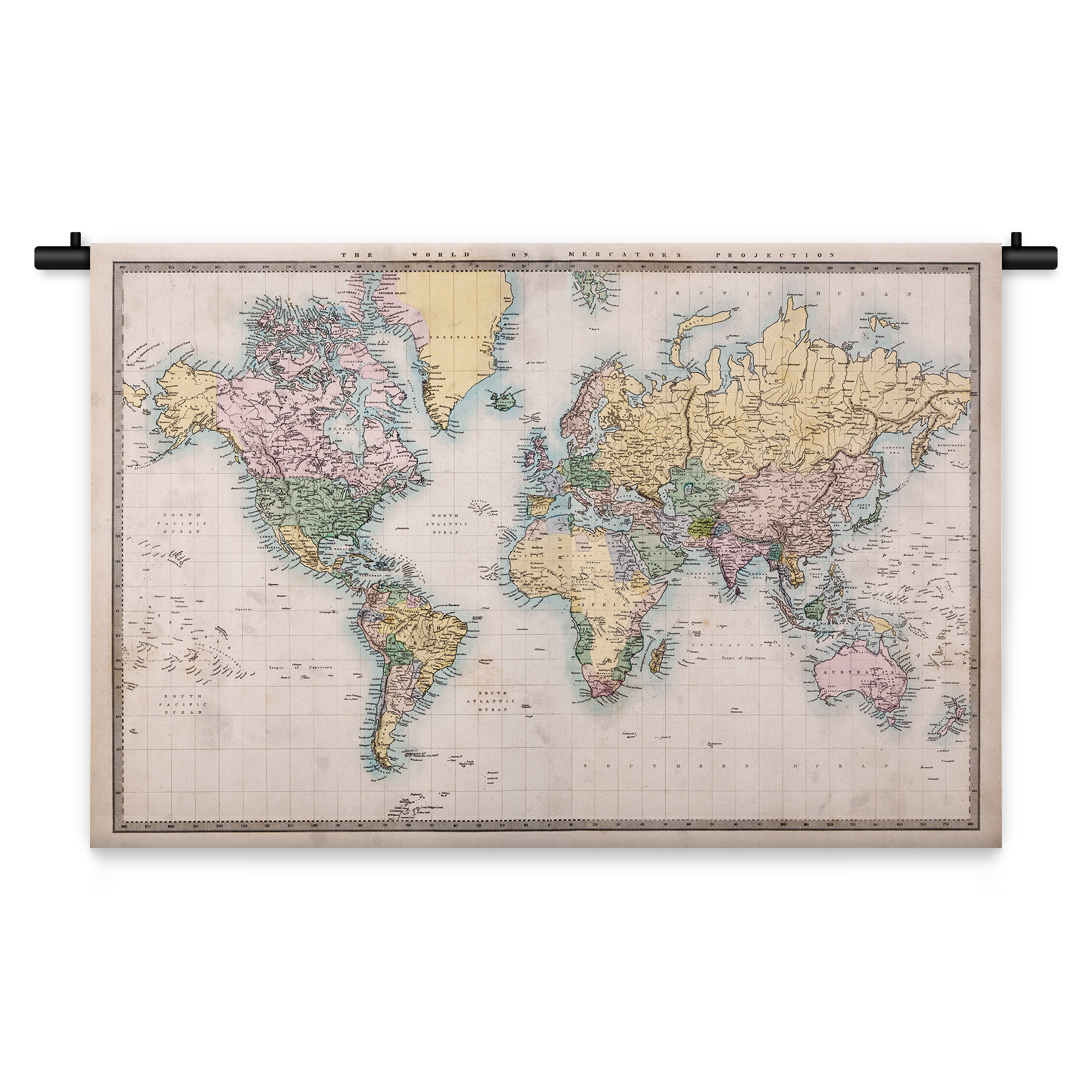 Wandkleed Wereldkaart met landen 210 x 150 cm