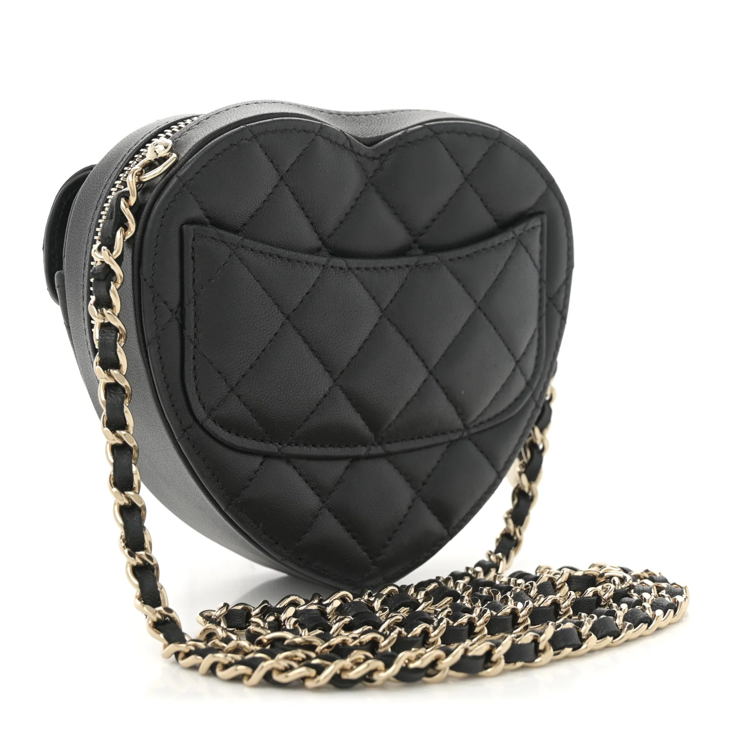Lambskin Quilted CC In Love Heart Clutch With Chain  Black - Top Club
