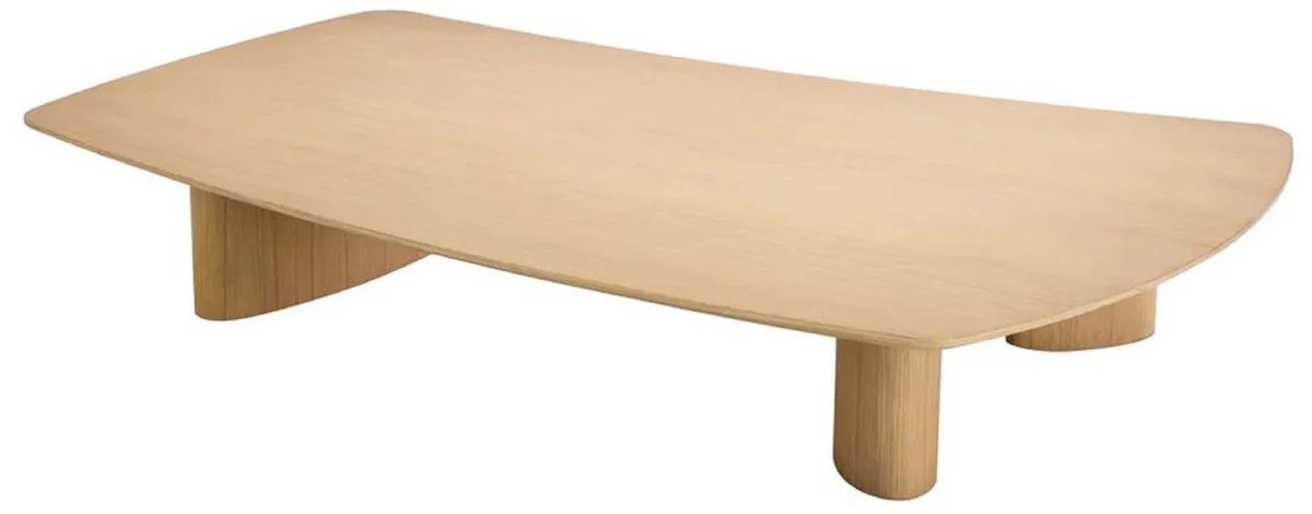 Luxury coffee table natural colors 185 x 120 x H. 30 cm - solid wood living room table with slightly curved table top - living room furniture - hotel furniture - luxury furniture - luxury furnishings