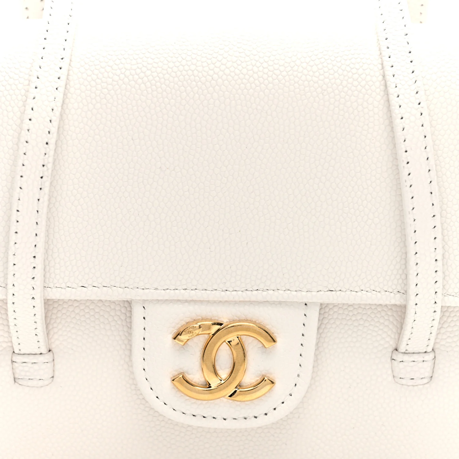Shiny Caviar Mini Preppy Coco Shoulder Bag White - Top Club