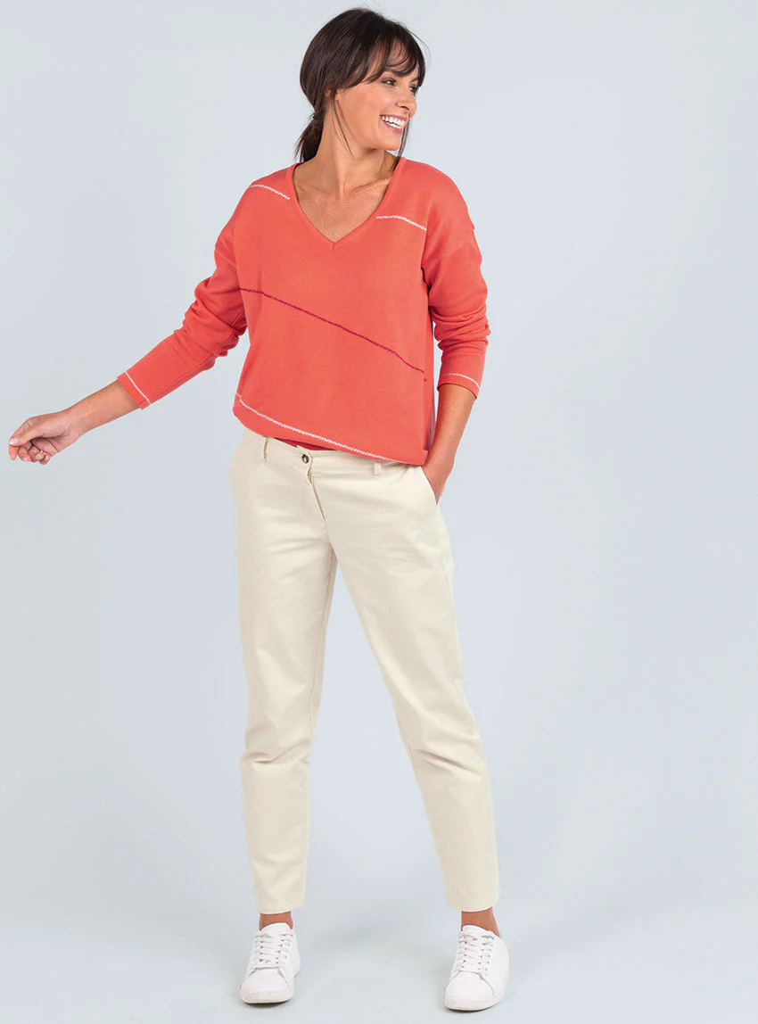 Pantalon chino femme en coton blanc naturel