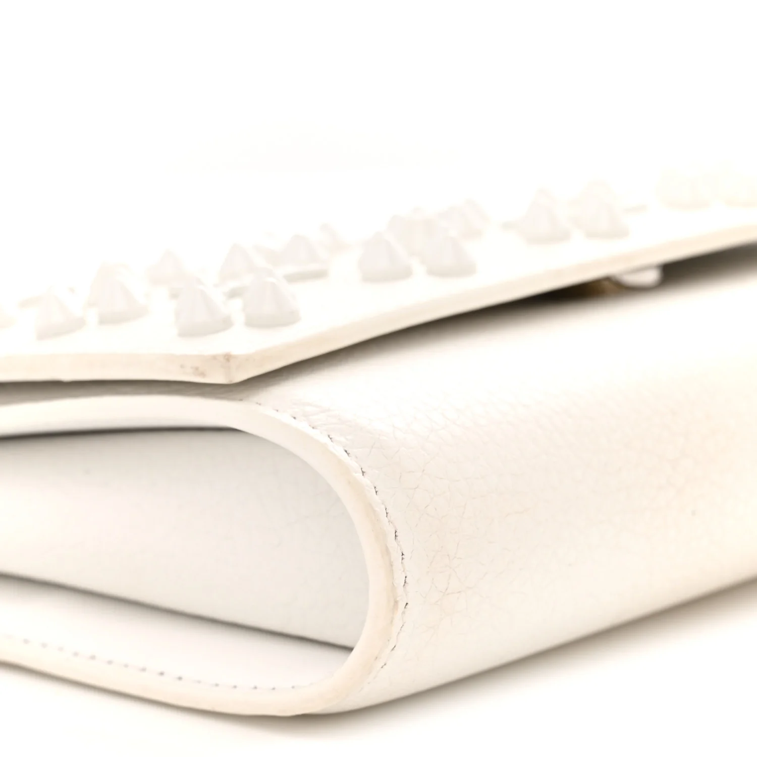 Calfskin Spikes Loubinthesky Paloma Wallet On Chain White - Top Club