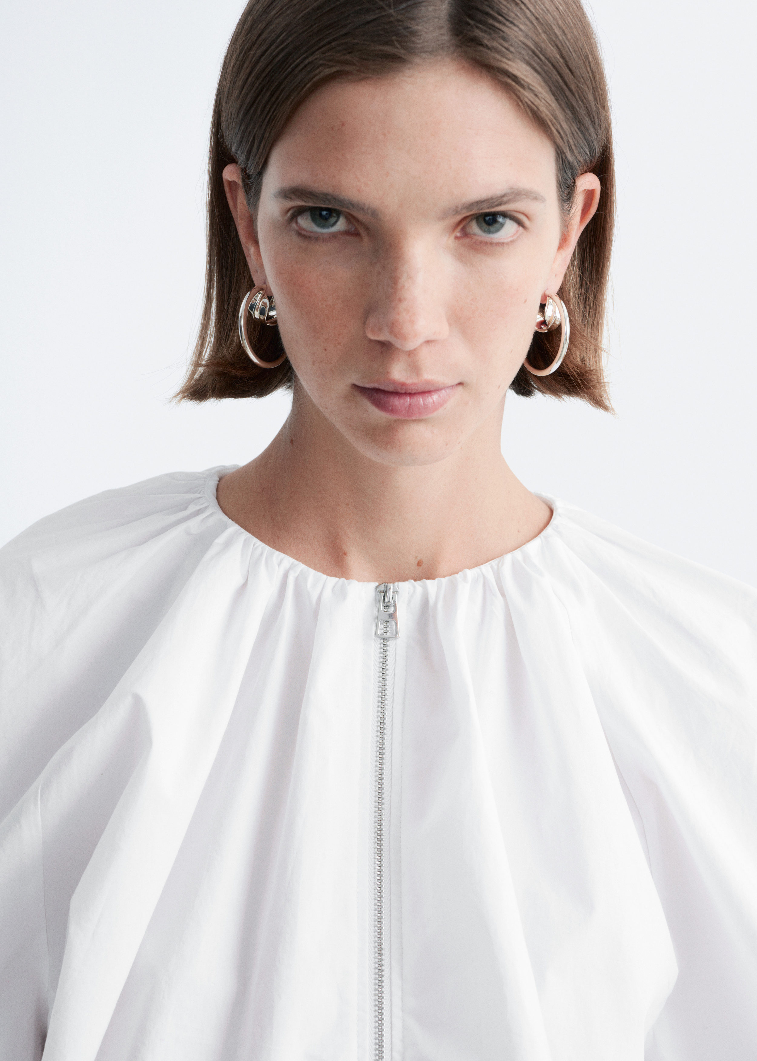 & Other Stories COTTON POPLIN ZIP-FRONT BLOUSE