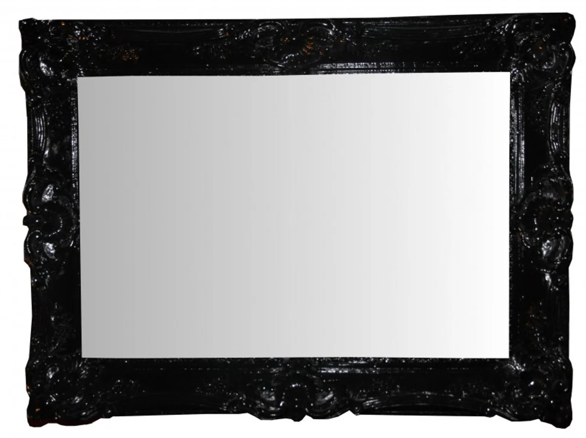 Baroque wall mirror black piano lacquer - noble & magnificent