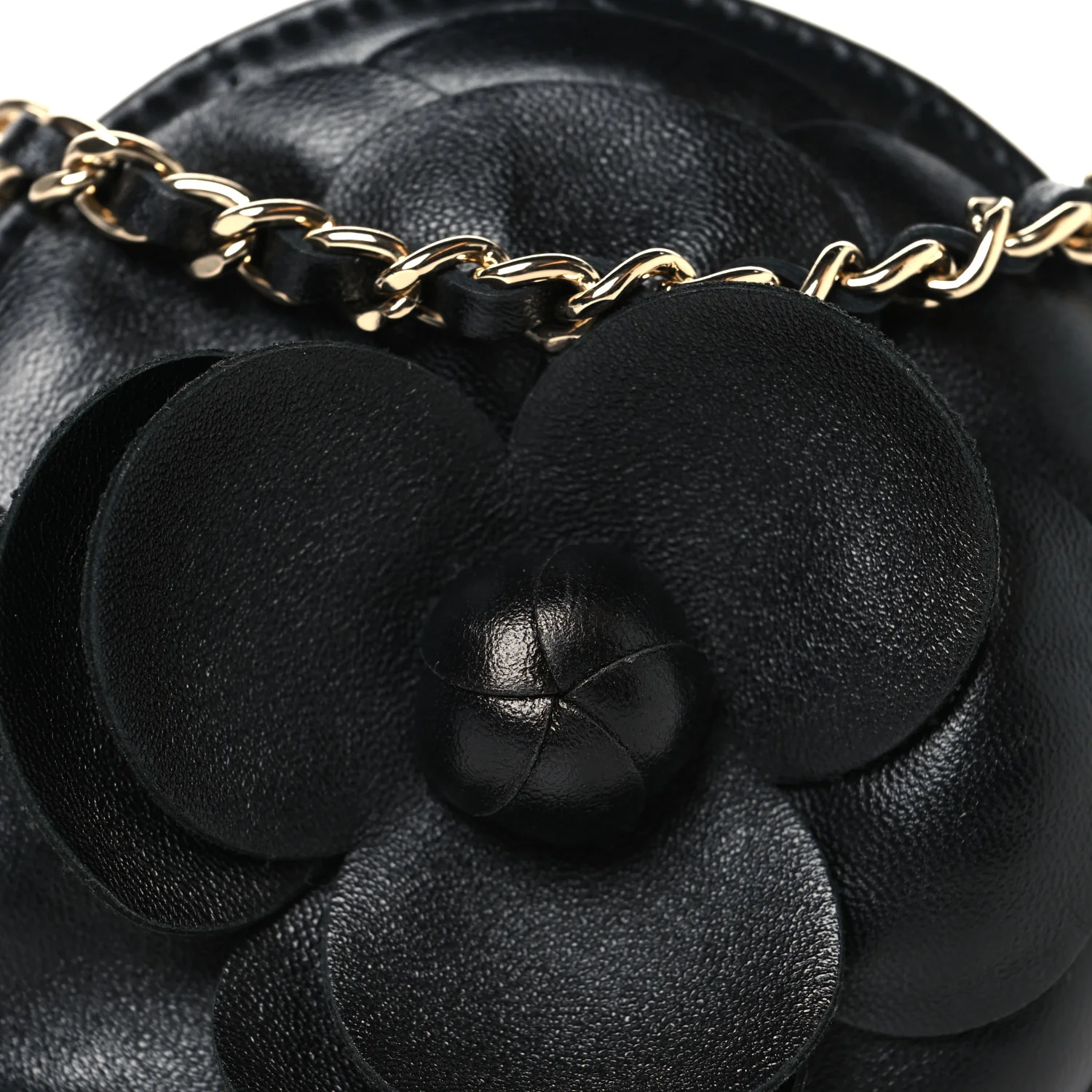 Lambskin Mini Camellia Bouquet Clutch With Chain Black - Top Club