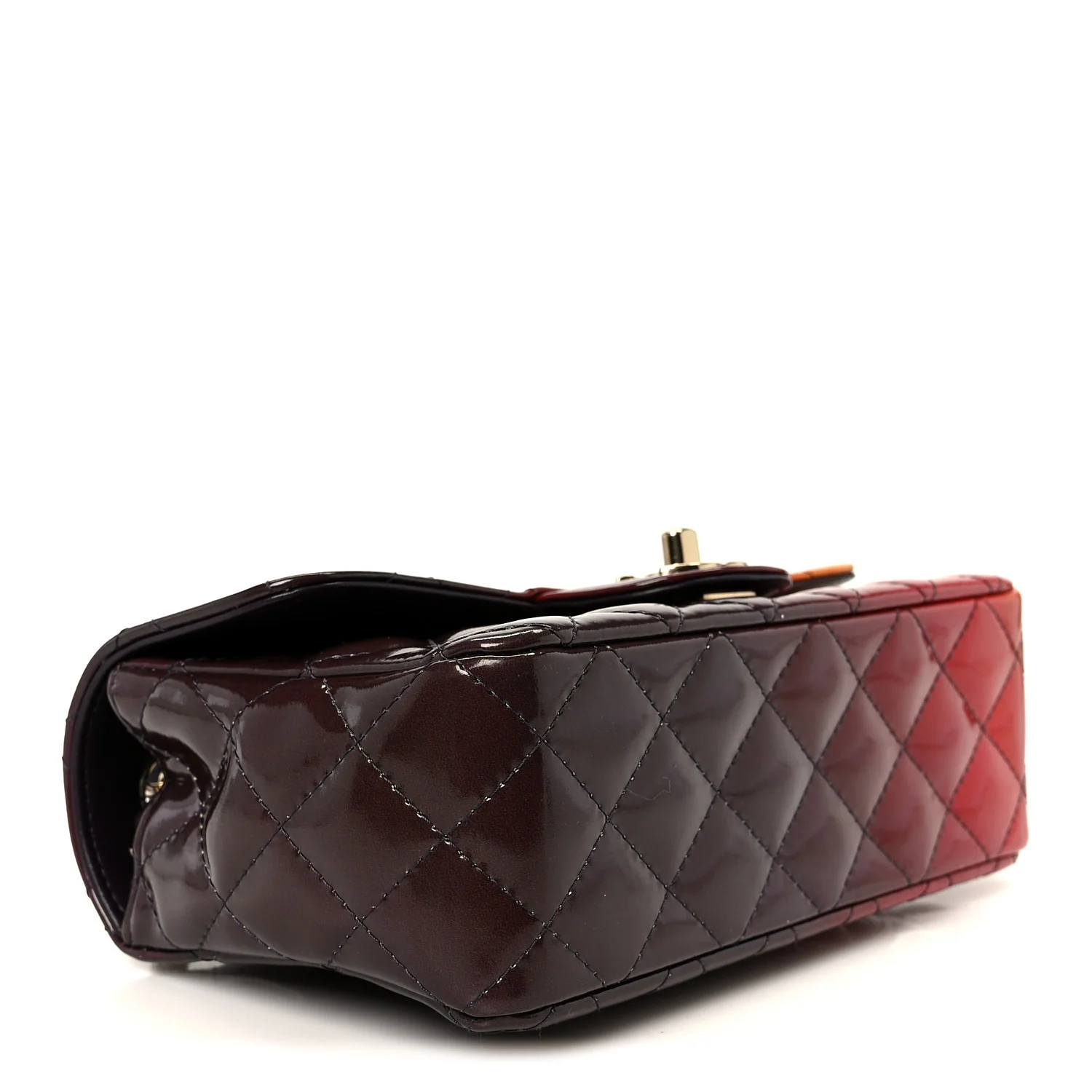Shaded Patent Calfskin Quilted Mini Rectangular Flap Red Yellow Dark Purple - Top Club