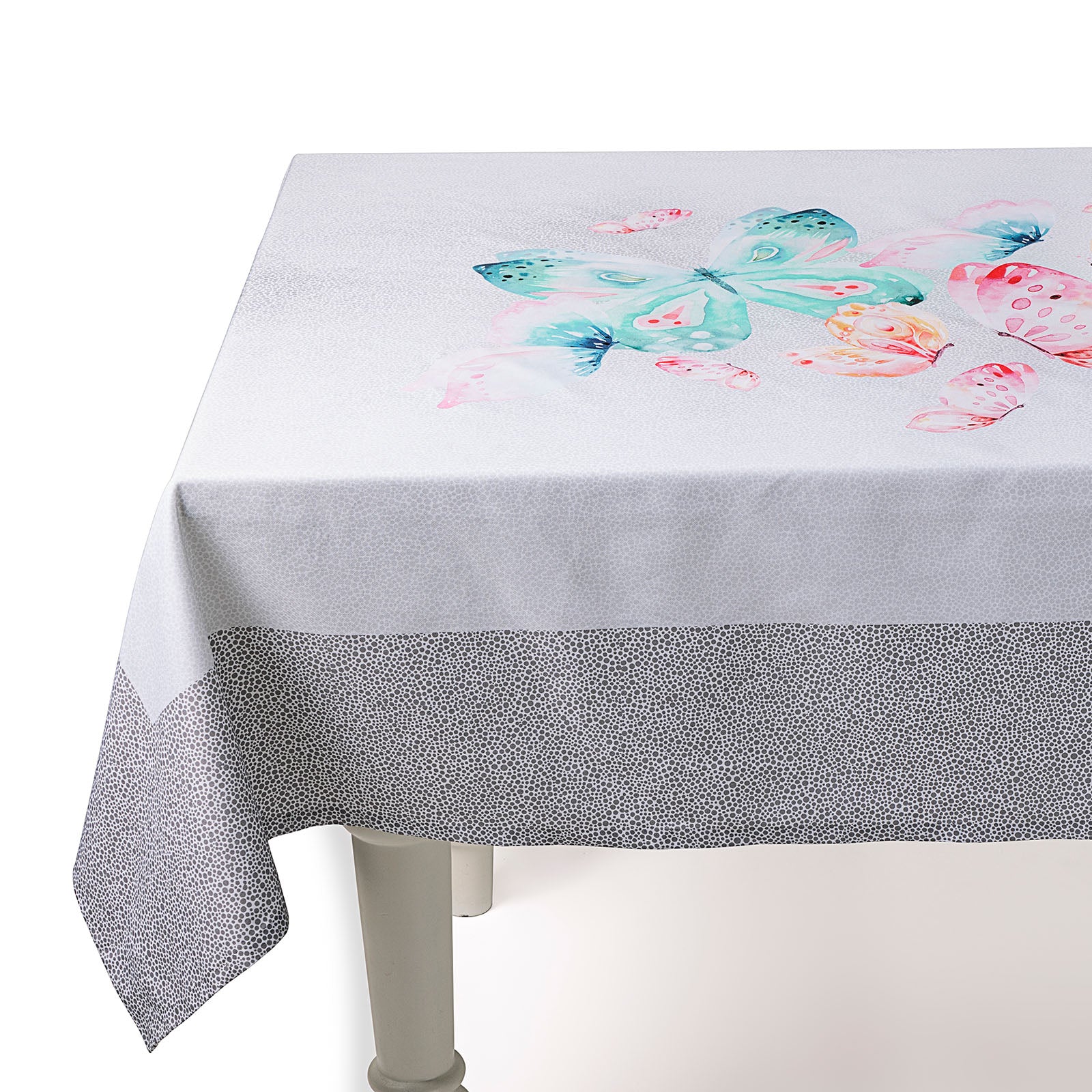 Tovaglia In Cotone Farfalle Cm. 150X150 Grigio Caleffi