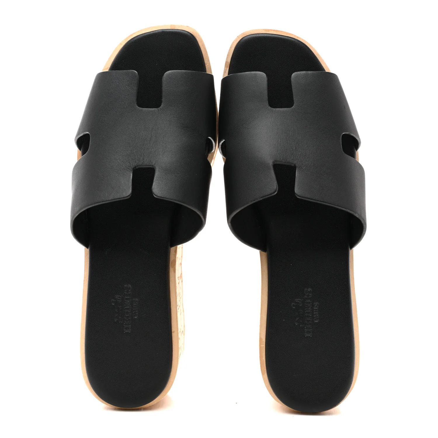 Calfskin Cork Eze 30 Sandals 37 Black