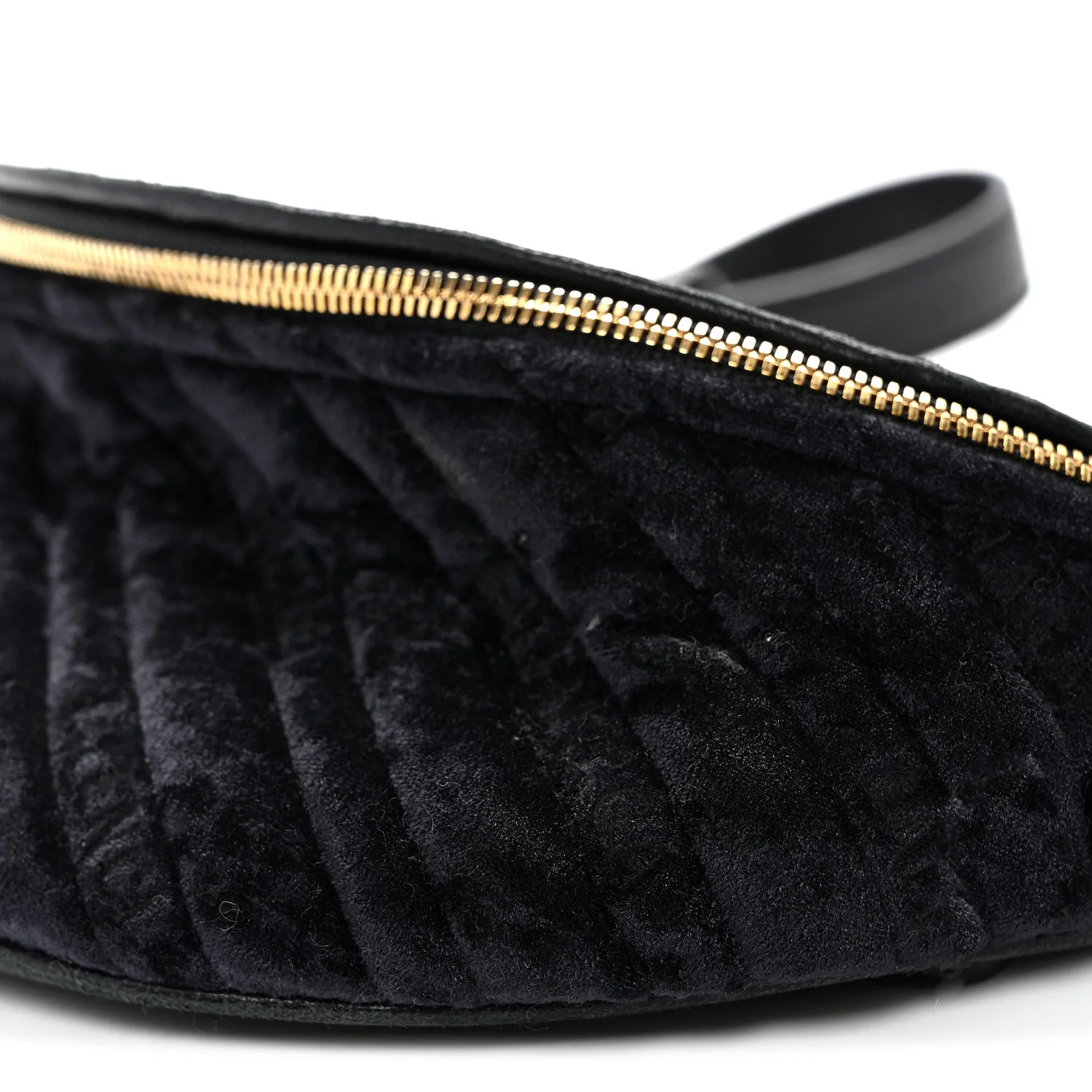 Crushed Velvet Logo Embossed XXS Souvenir Belt Bag Black - Top Club
