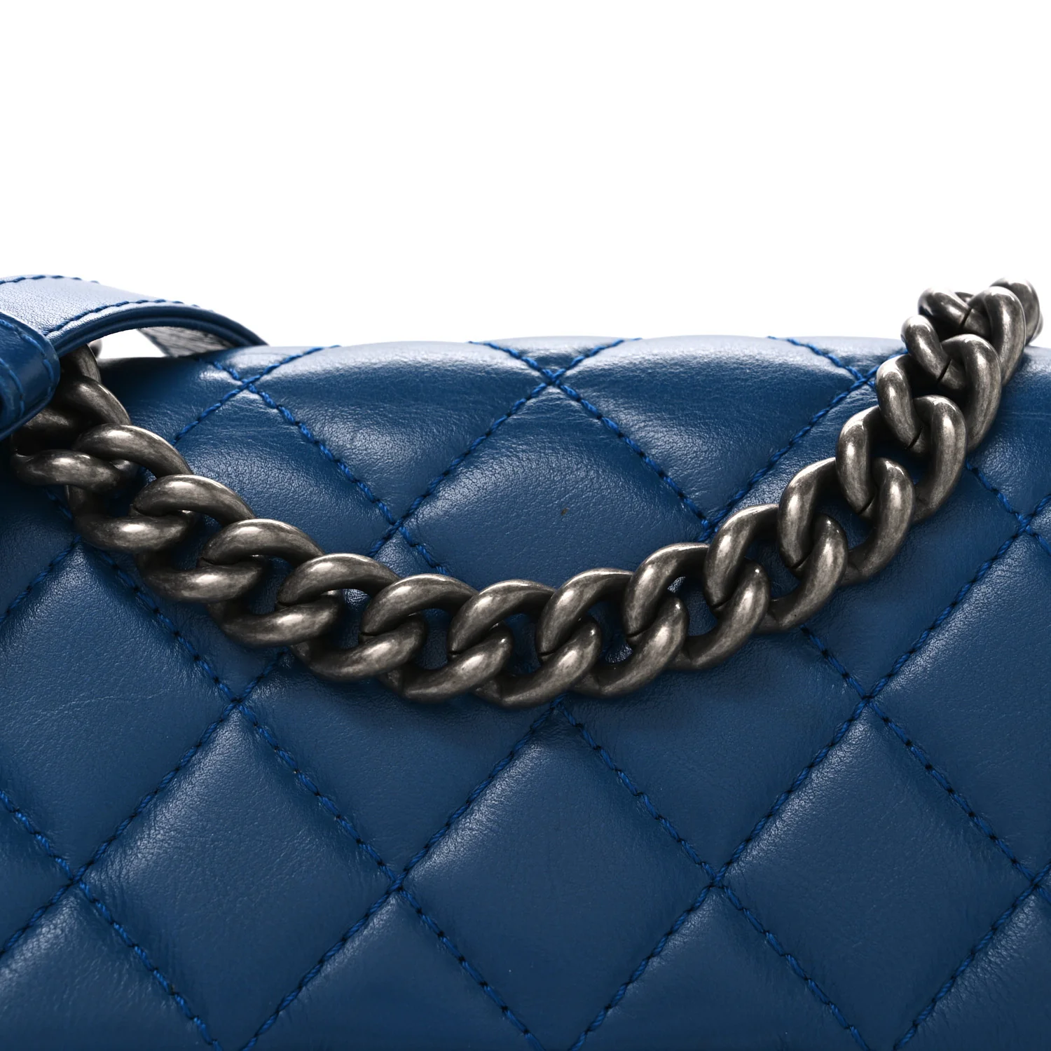Calfskin Quilted Medium Rock My Shoulder Flap Blue - Top Club