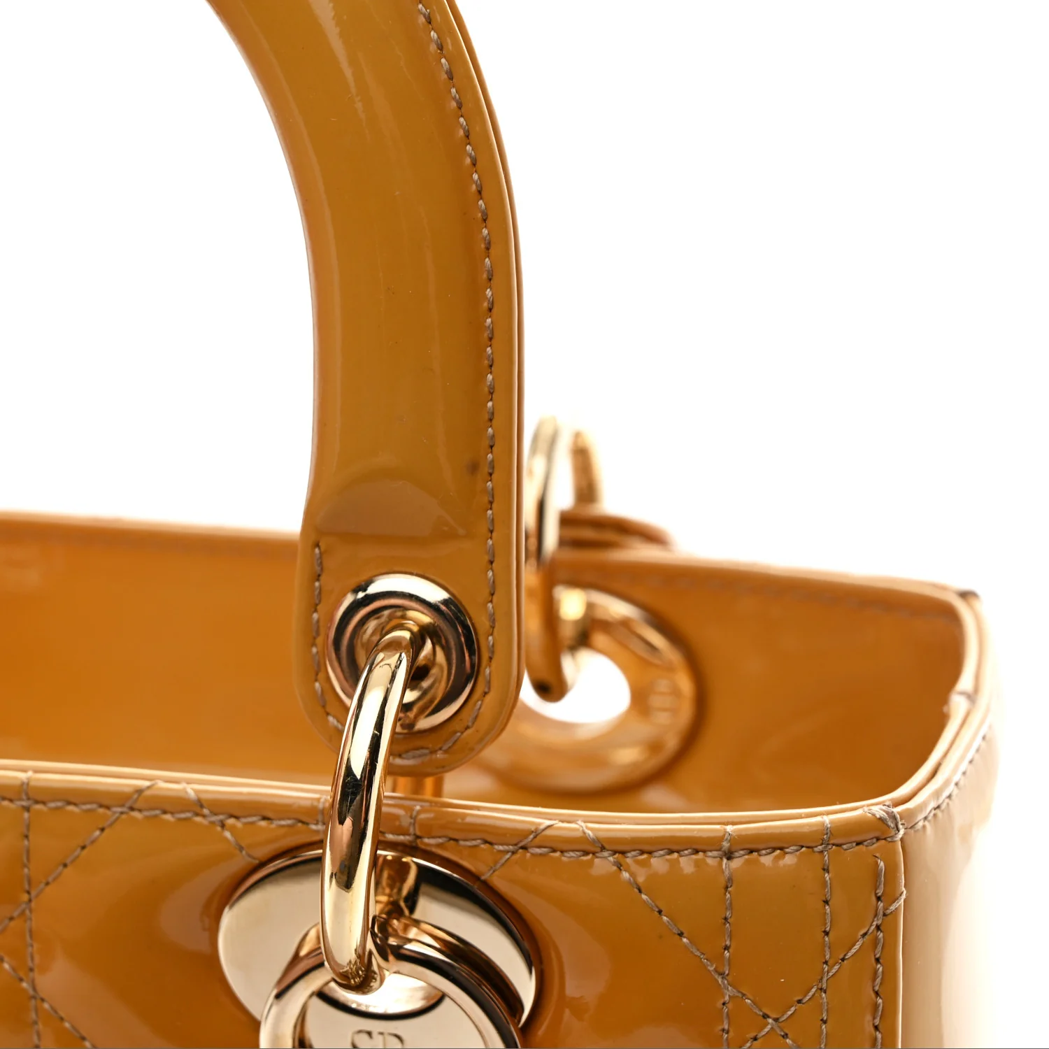Patent Cannage Medium Lady Dior Dark Beige - Top Club