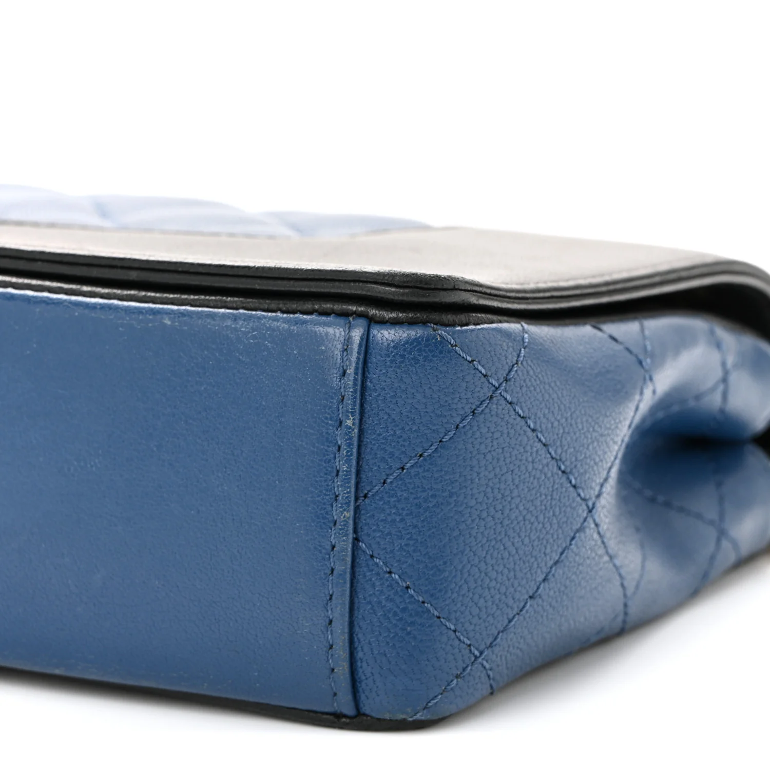 Sheepskin Quilted Small Mademoiselle Flap Black Blue - Top Club