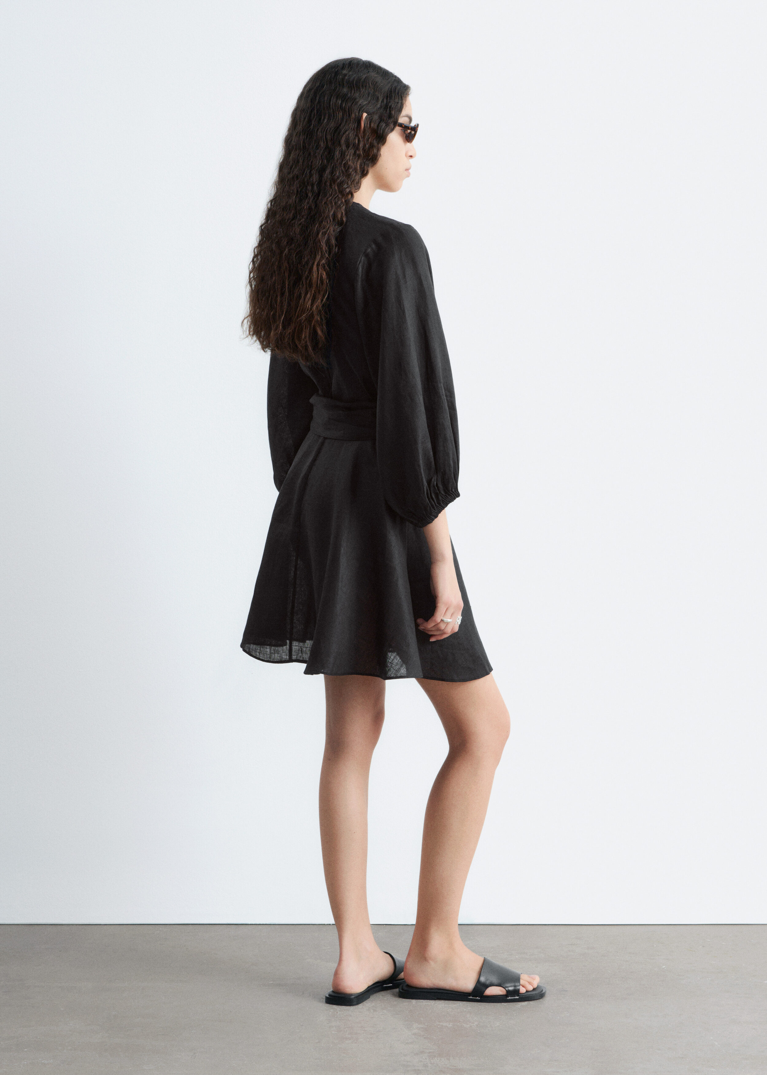 & Other Stories LINEN WRAP MINI DRESS