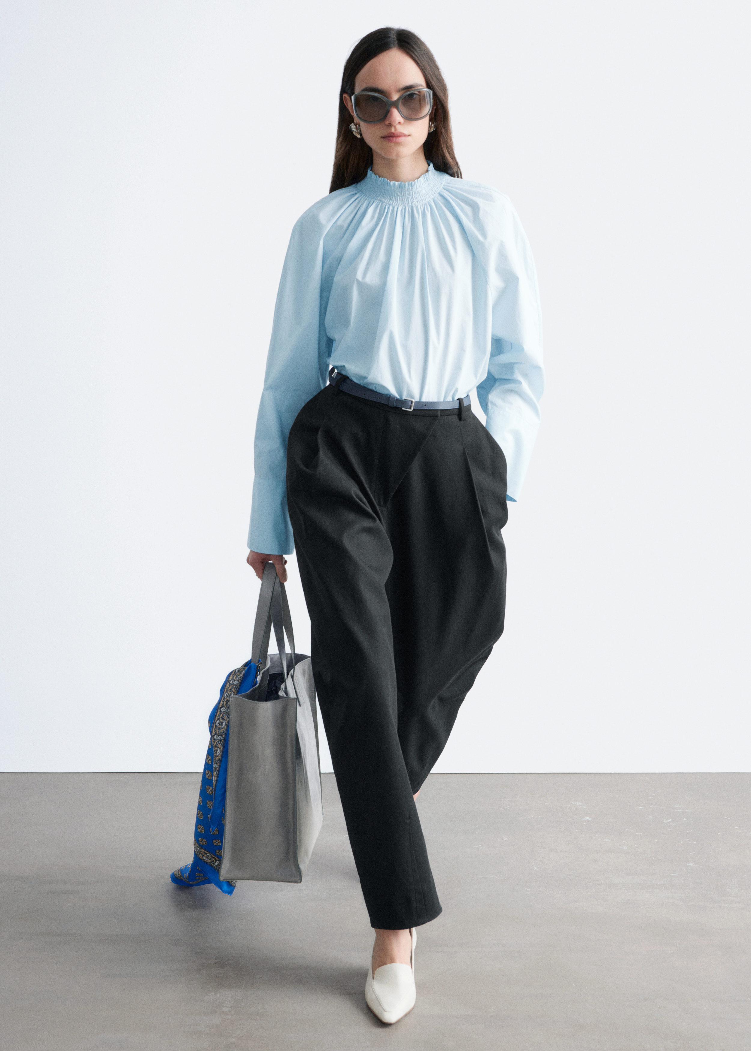 & Other Stories GATHERED STAND-COLLAR BLOUSE
