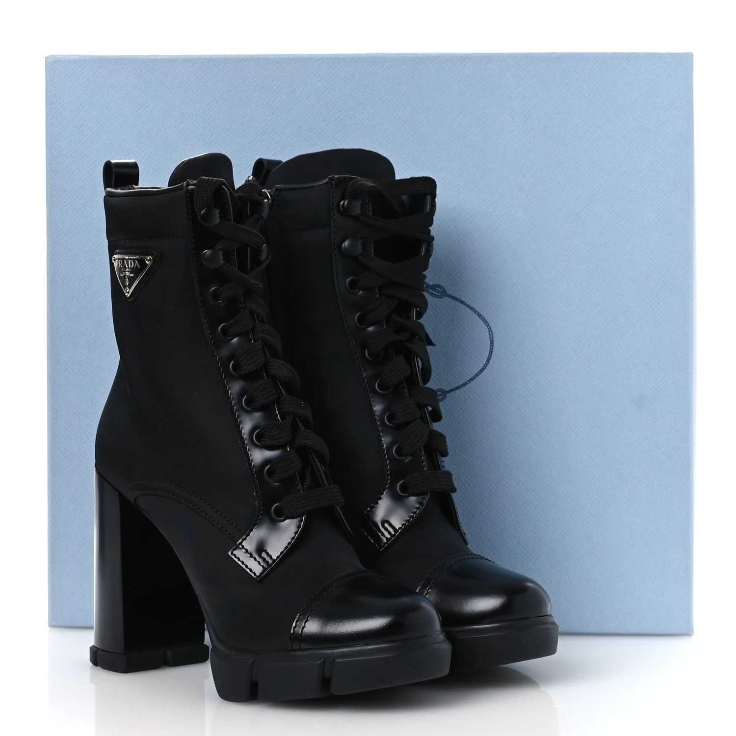 Spazzolato Re-Nylon Metal Triangle Logo 110mm Ankle Boots 36.5 Black - Top Club