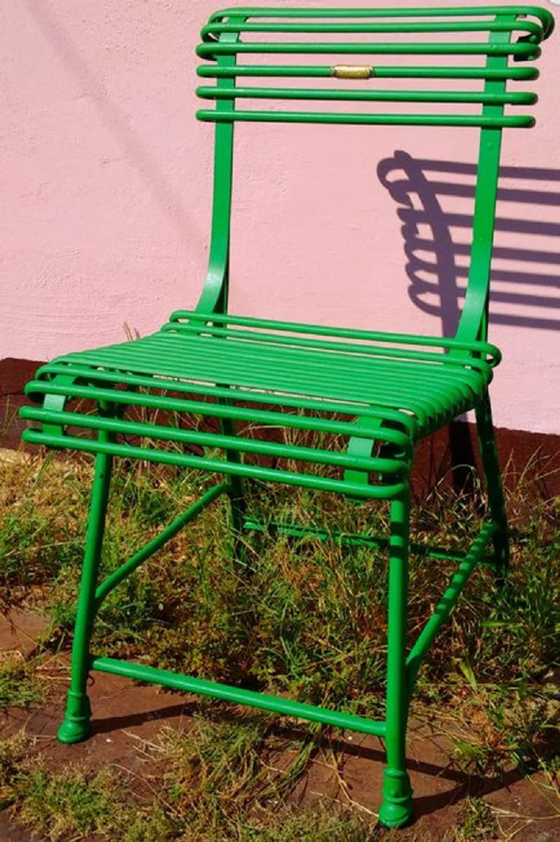Art Nouveau Garden Chair Green 44 x 50 cm - Handcrafted Wrought Iron Chair - Nostalgic Garden & Patio Furniture