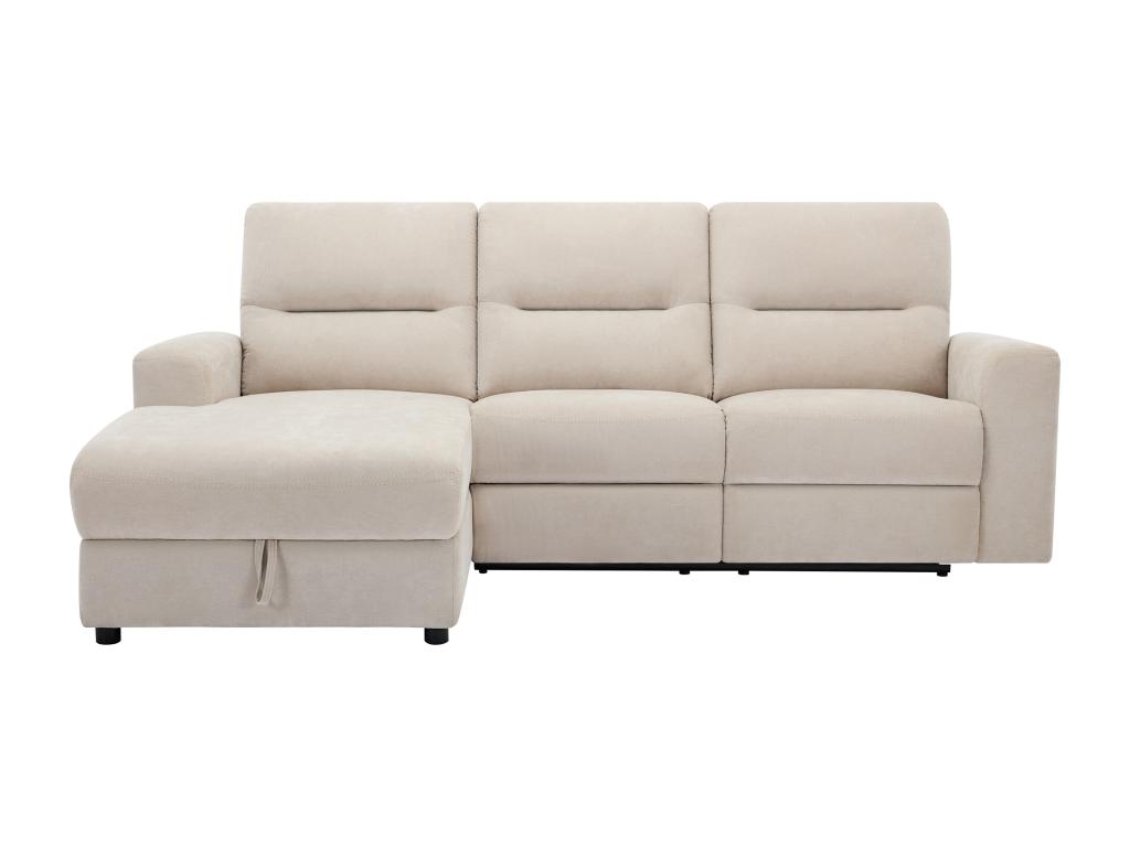 Sofá rinconera izquierdo eléctrico con compartimento de almacenamiento de tejido beige