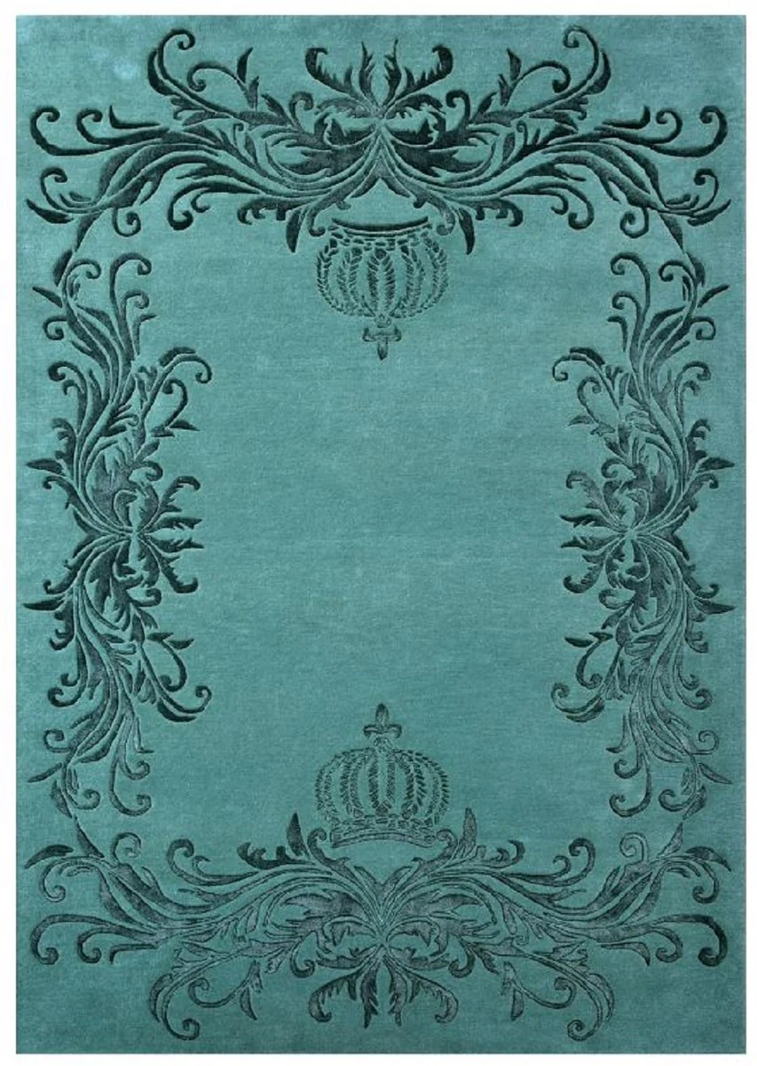 Pompöös by Luxury Baroque Carpet Crown by Harald Glööckler Green 200 x 300 cm