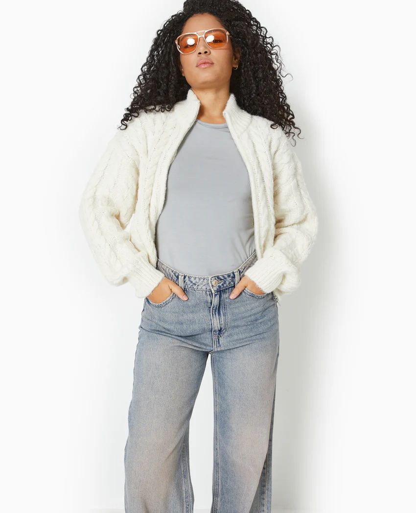Pimkie Gilet zippé en maille torsadée