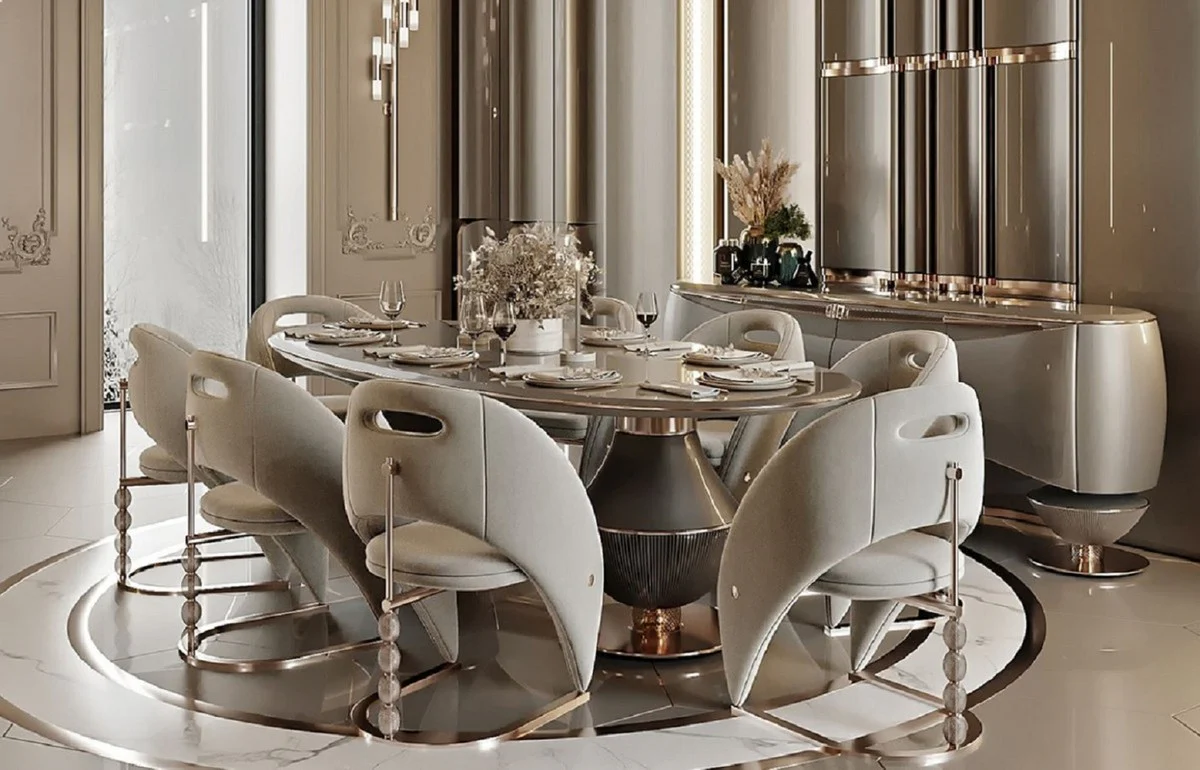 Luxury dining room chair gray / copper 55 x 54.5 x H. 82 cm