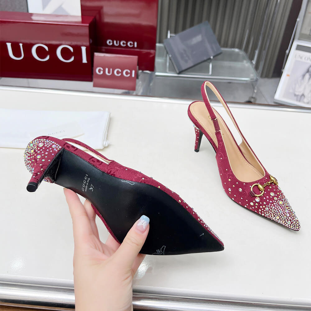 Gucci Women s slingback pump with crystal Horsebit - Top Club
