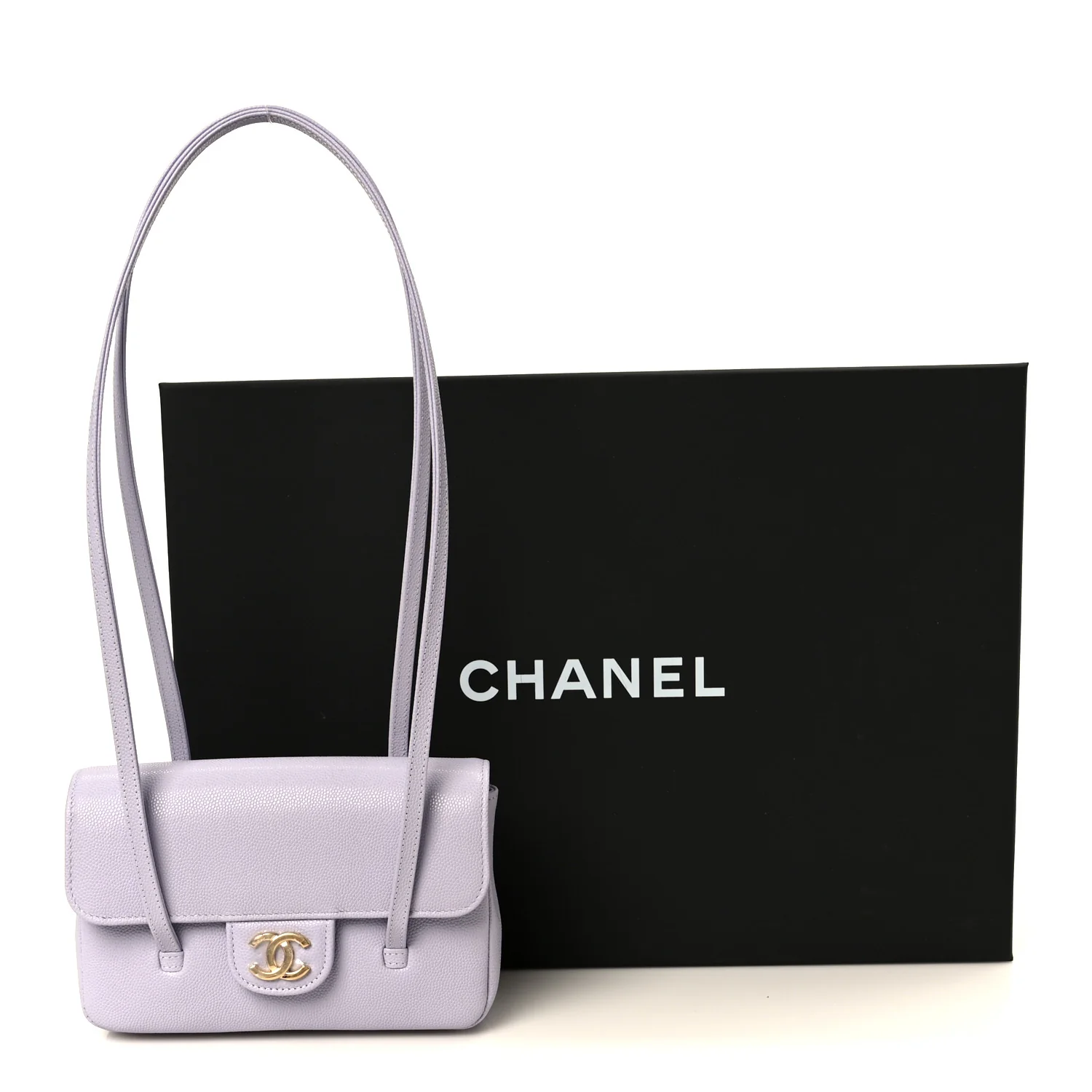 Shiny Caviar Mini Preppy Coco Shoulder Bag Purple - Top Club