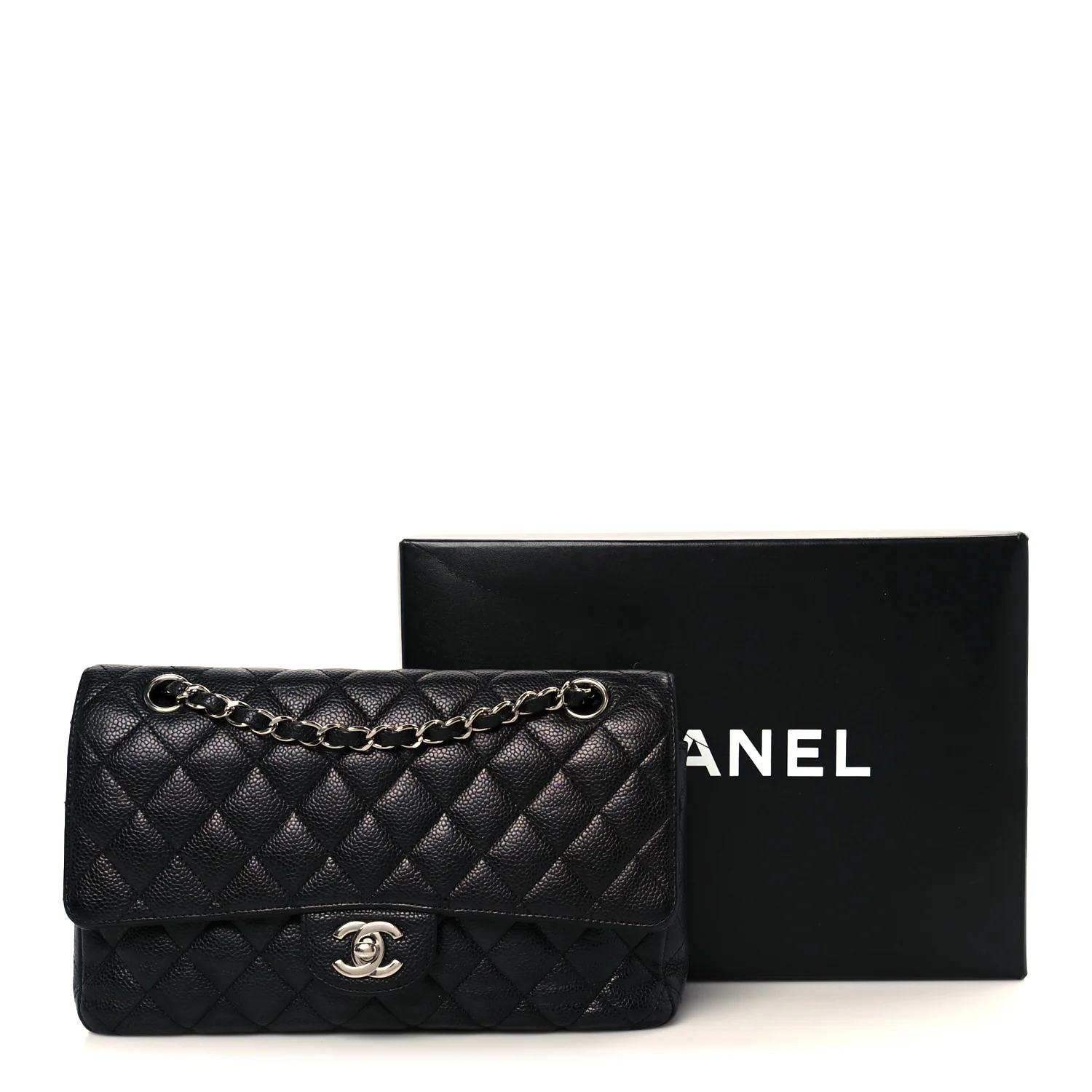 Caviar Quilted Medium Double Flap Black - Top Club