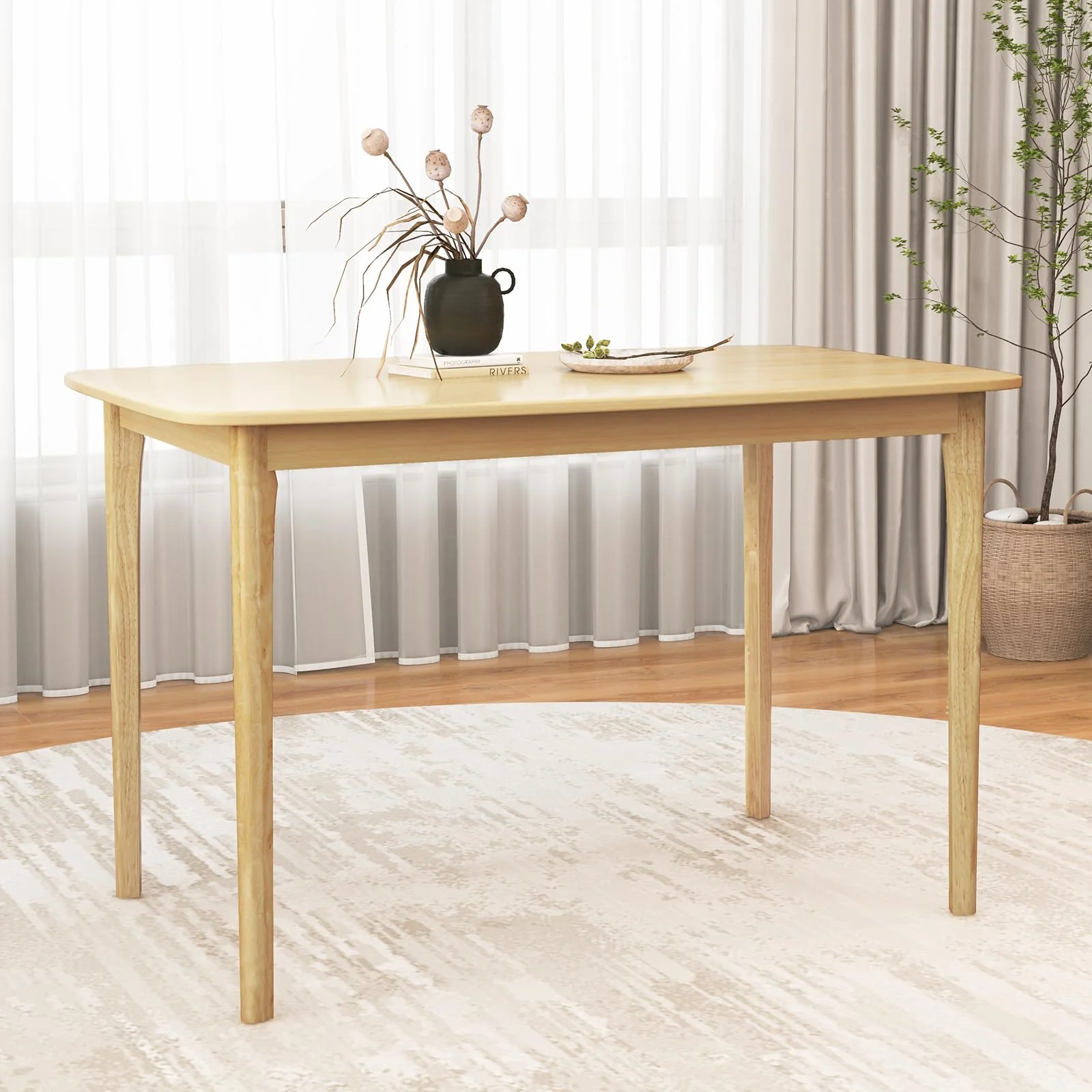 BEFOUNDLOVELY Rectangular Dining Table, Mid Century Modern Kitchen Table