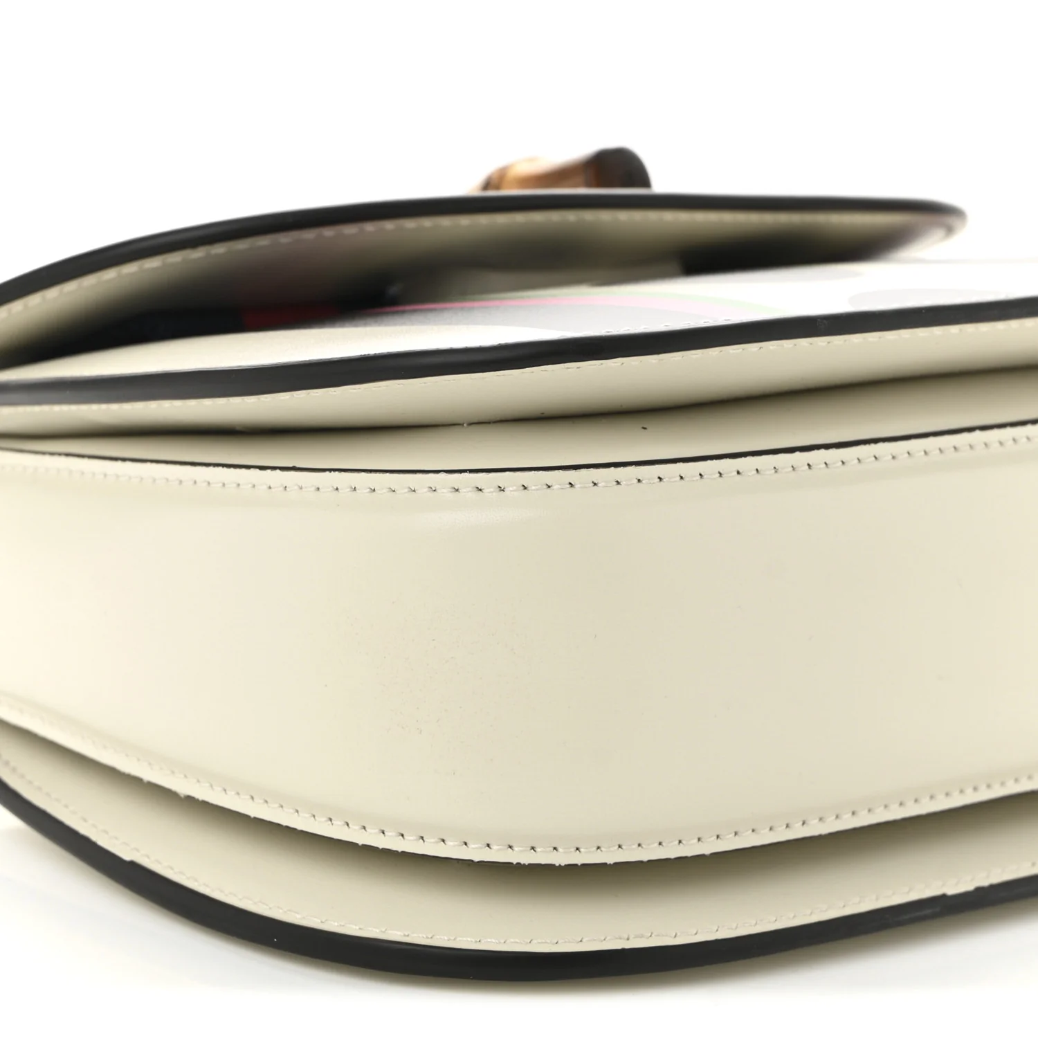 Calfskin Web Geometric Print Small Bamboo 1947 Top Handle Bag White Multi - Top Club