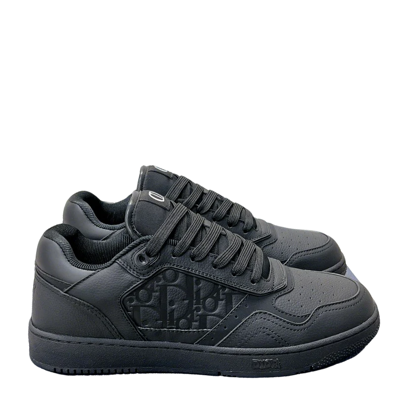 Dior Black Leather Sneakers With Signature Monogram Detailing - Sneaker Replica Workshop