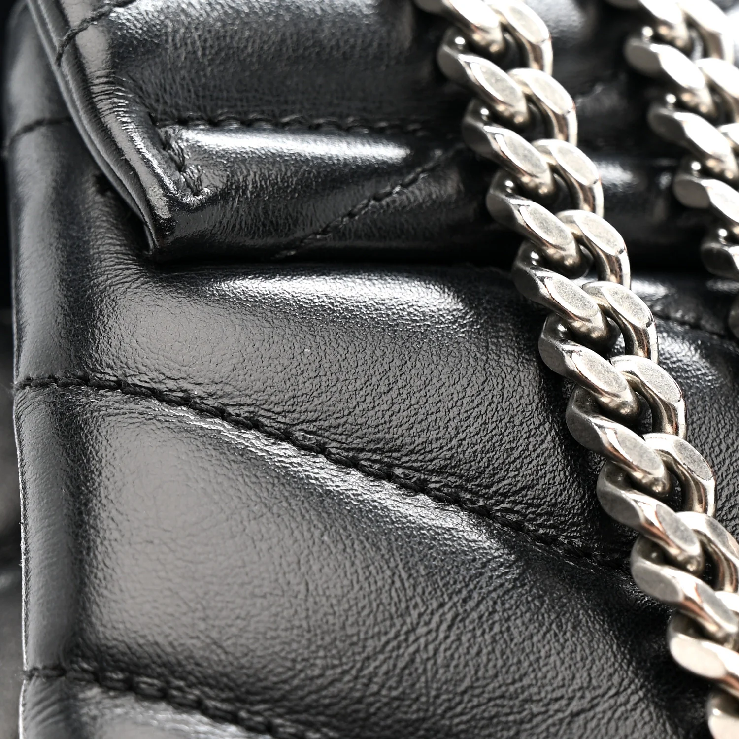Calfskin Y Quilted Monogram Medium Loulou Chain Satchel Black - Top Club