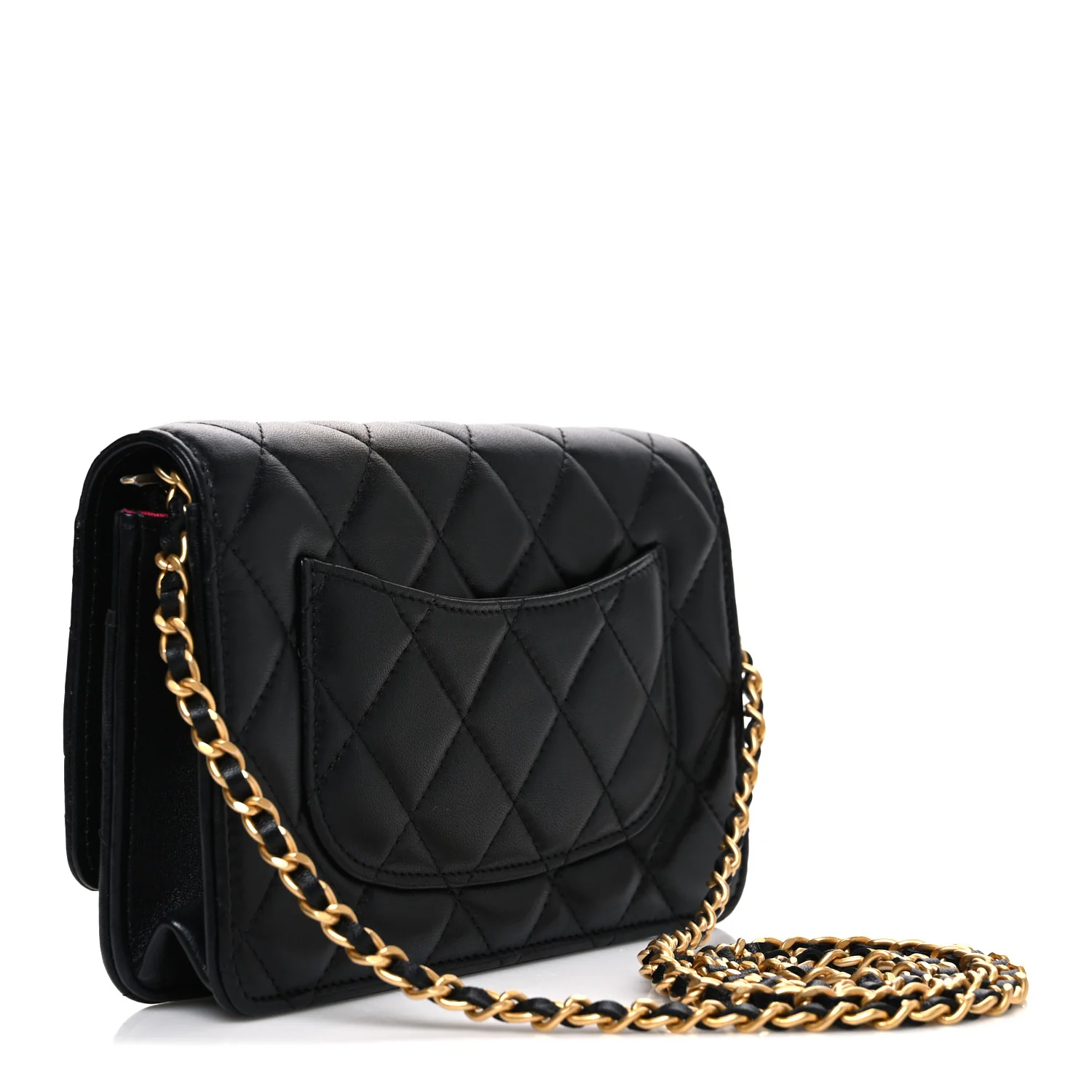 Lambskin Plexiglass Quilted Coco Love Wallet On Chain WOC Black