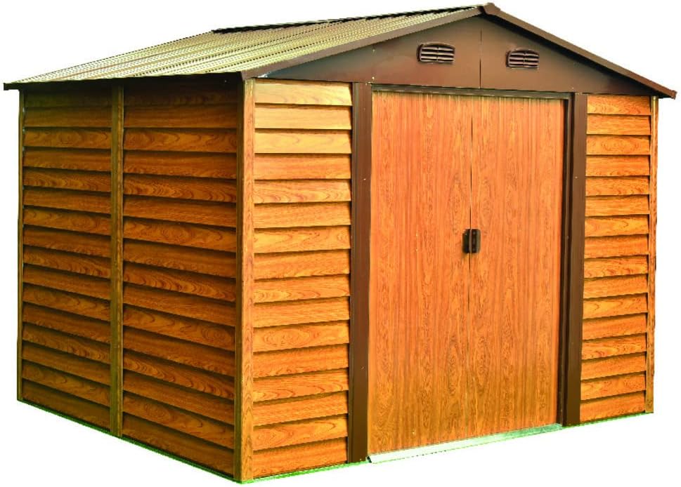 VERDELOOK Chalet, Casetta in metallo box da giardino a due falde, 278x238 altezza 215 cm, marrone
