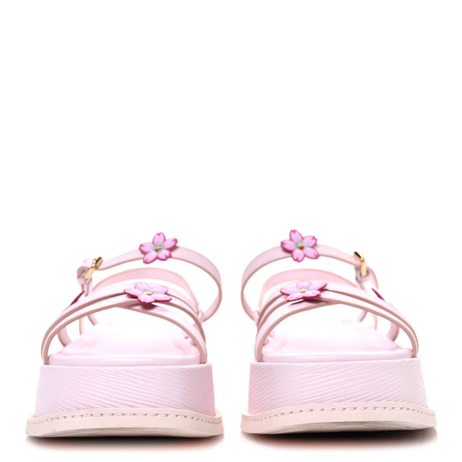 LV X TM Cherry Blossom Calfskin Maya Flatform Sandals 40 Light Pink - Top Club