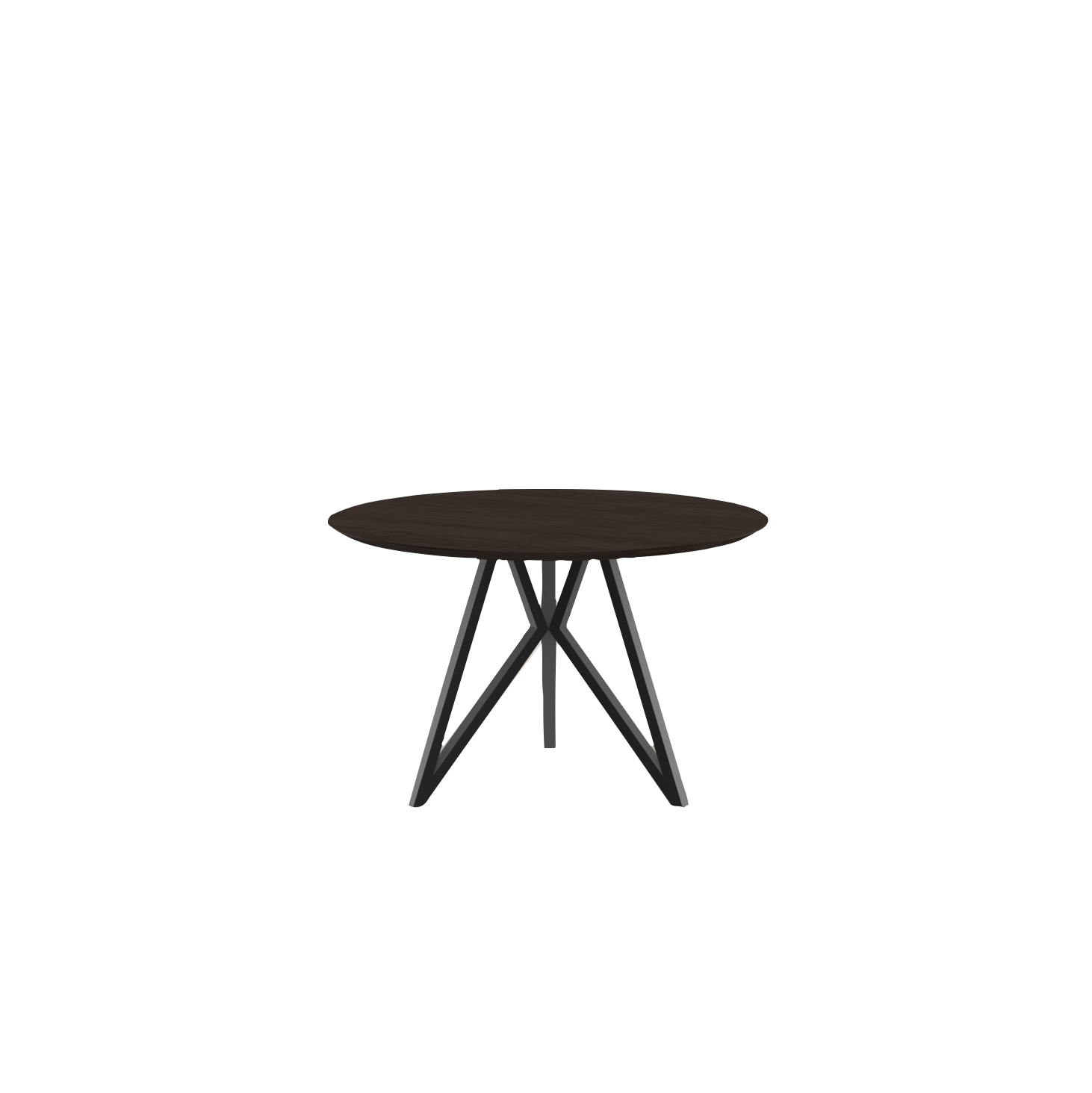 Studio HENK tafel Butterfly Rond Tripod - zwart frame, gerookte beits ⌀120 | Gerookte Beits | Verjongde Rand | Frame Zwart