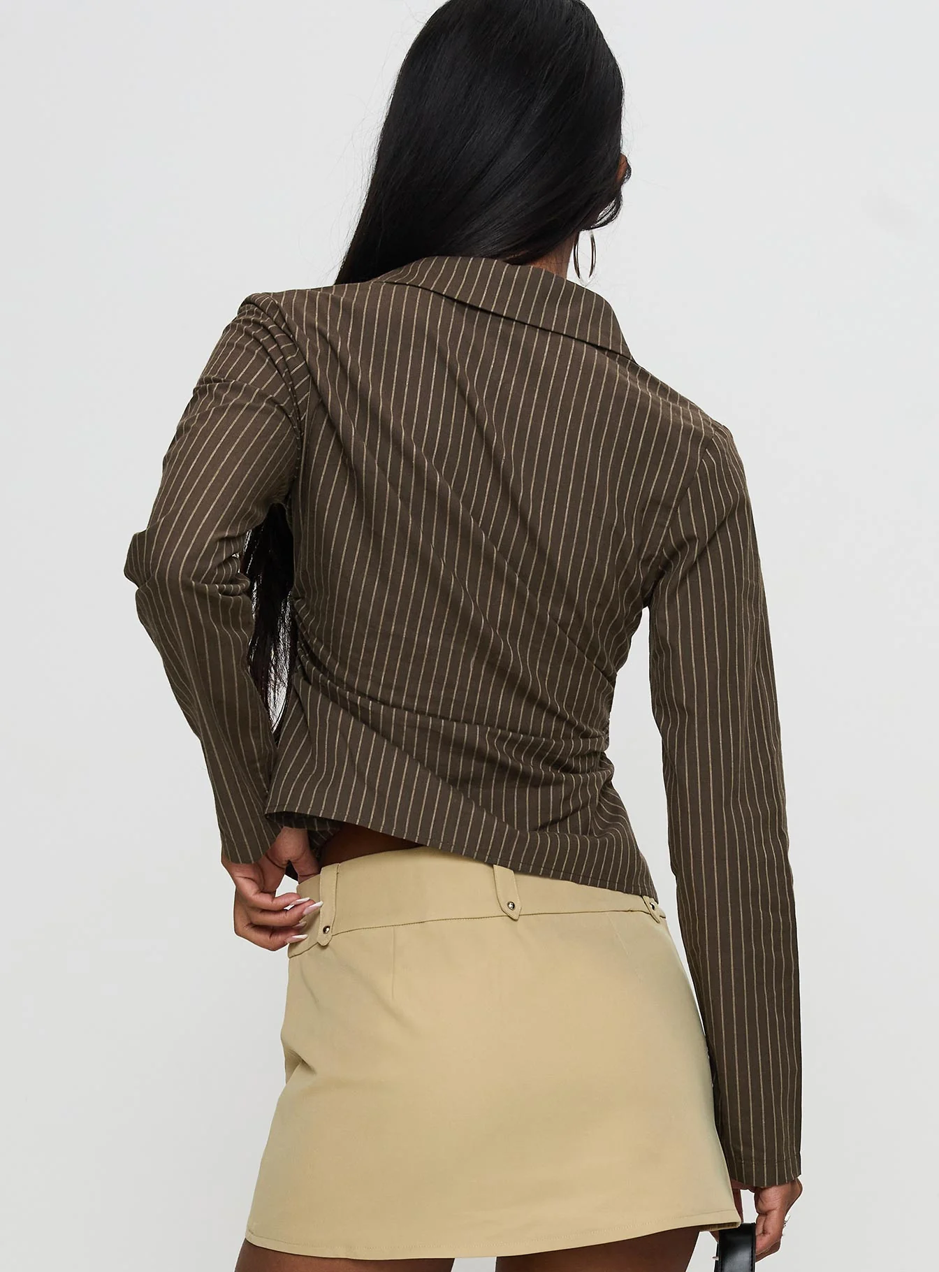 Held My Hand Long Sleeve Top Brown Stripe