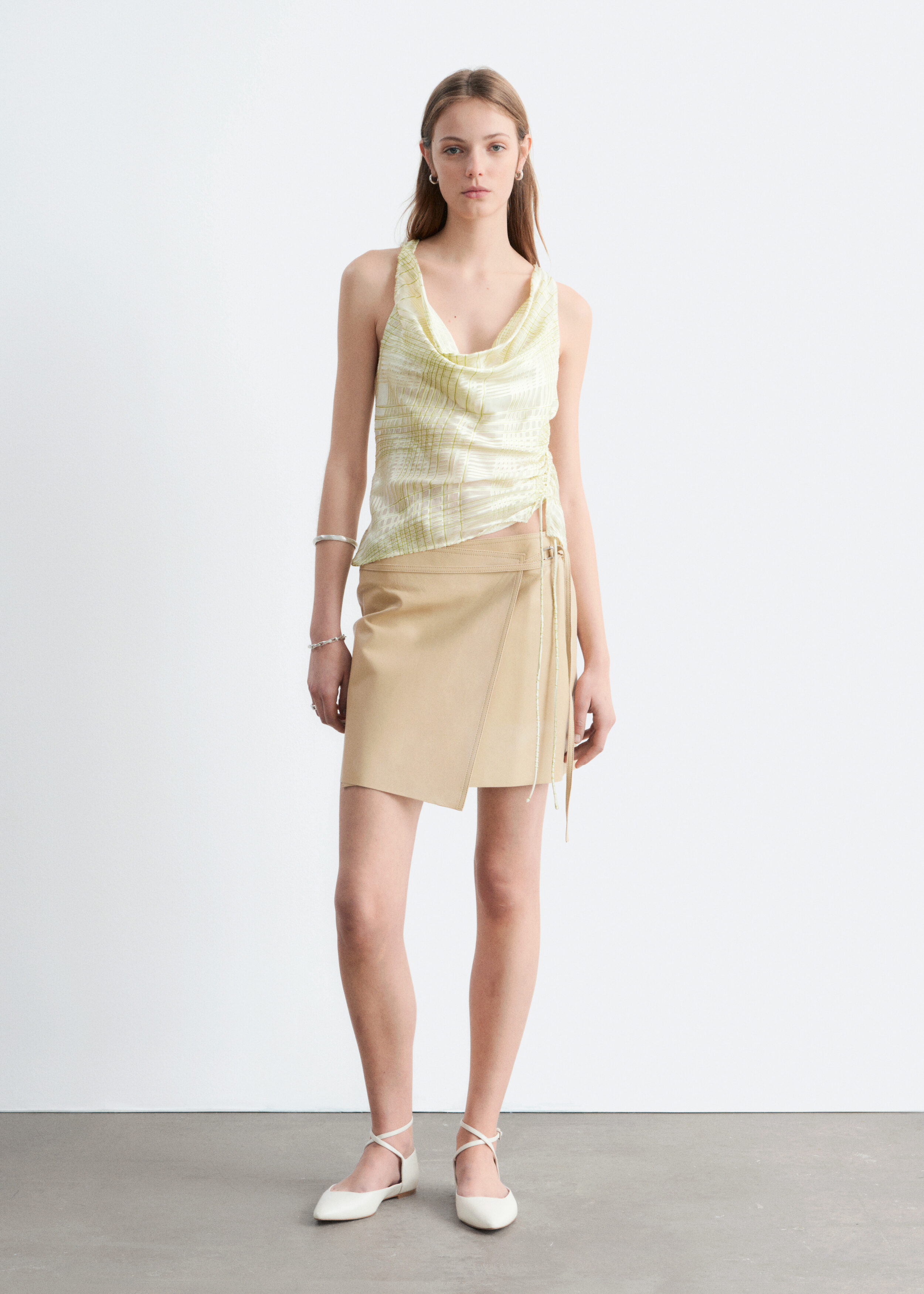 & Other Stories LEATHER WRAP MINI SKIRT