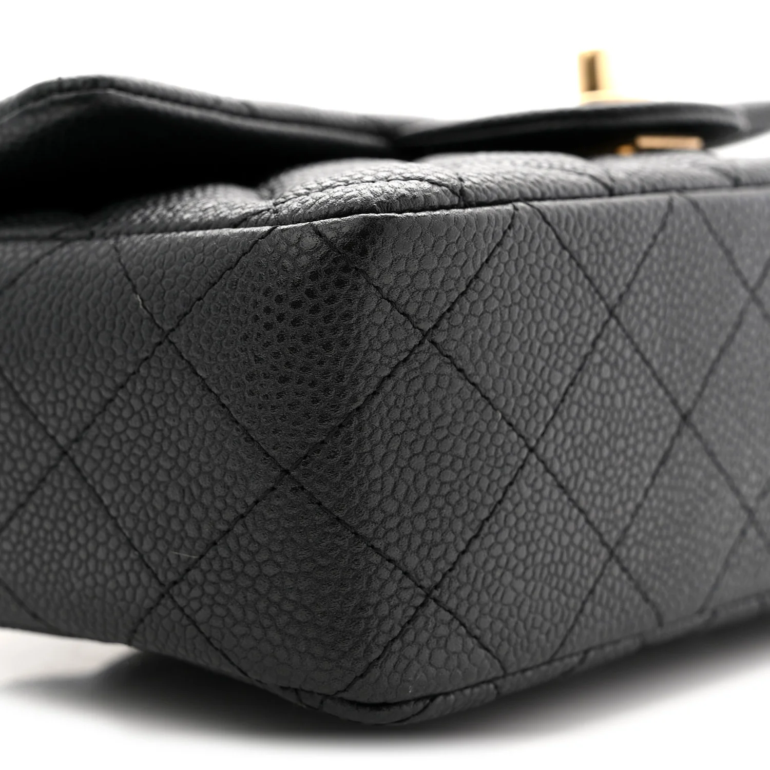 Metallic Caviar Quilted Mini Rectangular Flap Black - Top Club