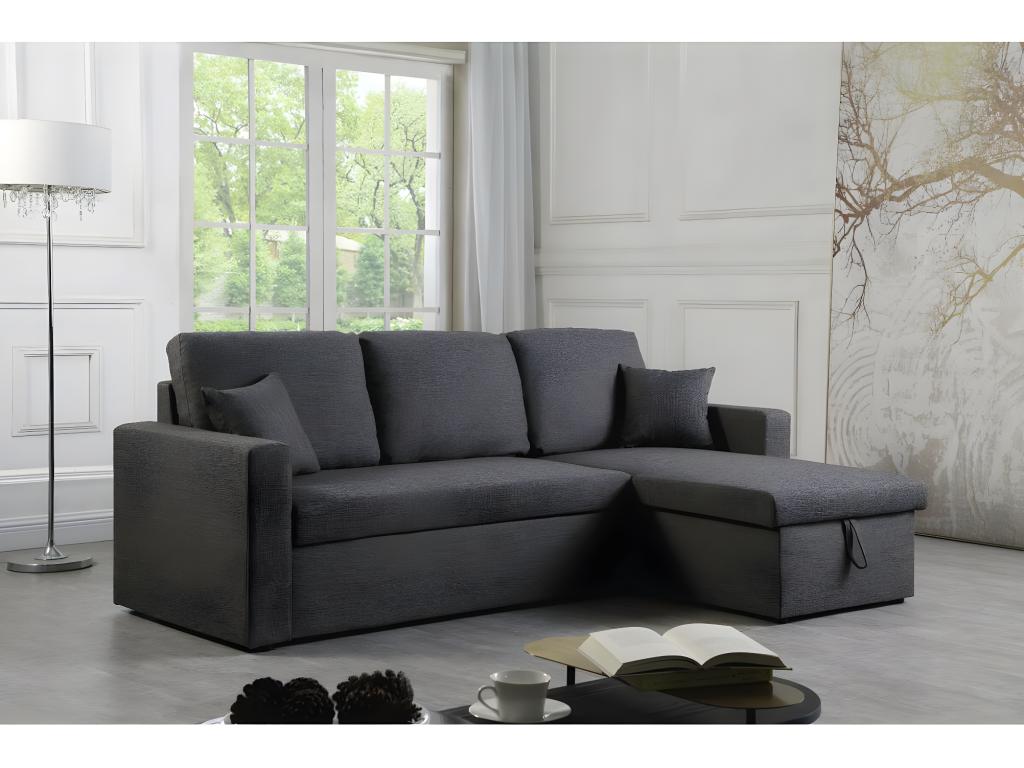 Sofá esquinero convertible - 3 plazas - gris