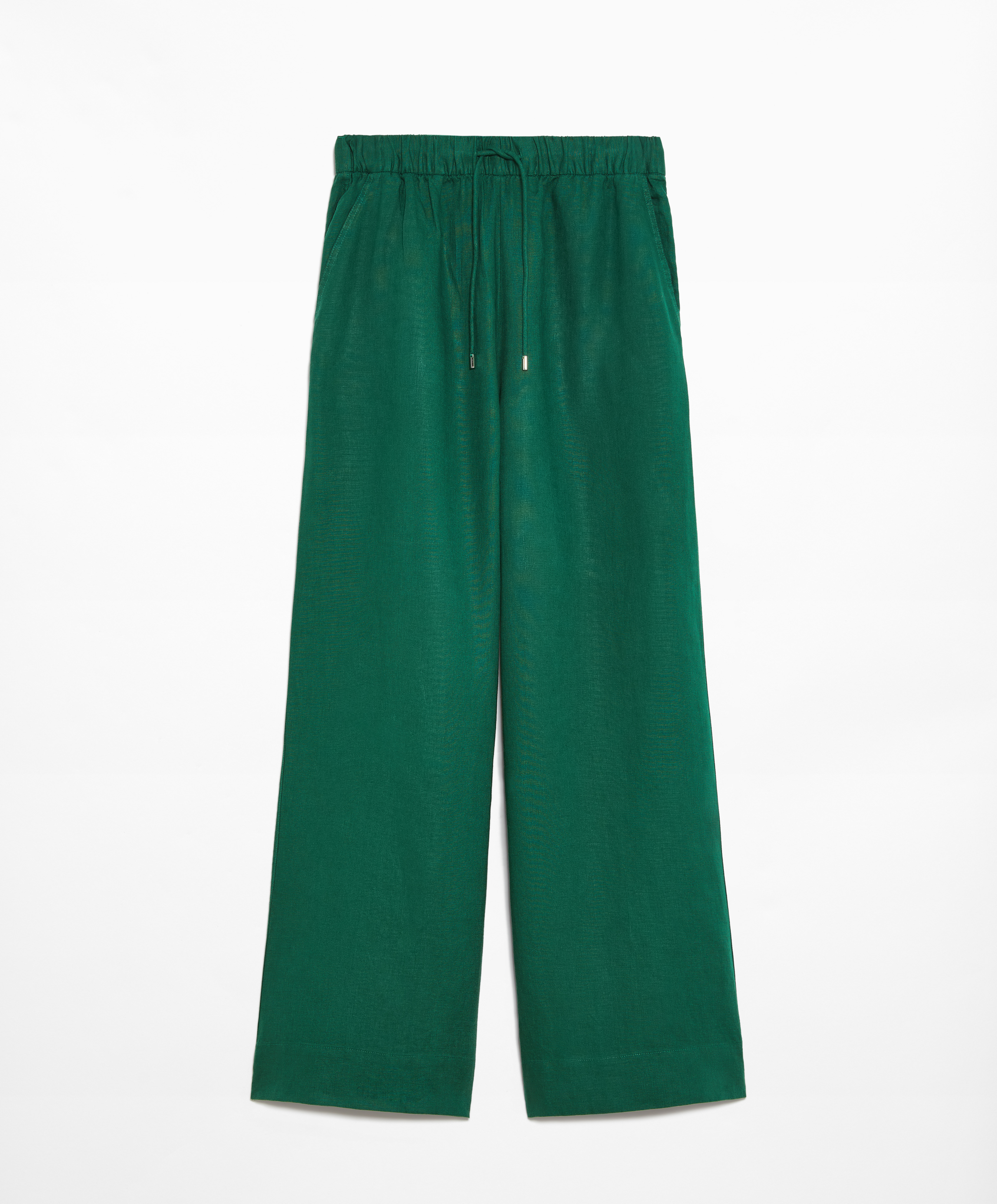OYSHO 100% linen wide straight-leg trousers