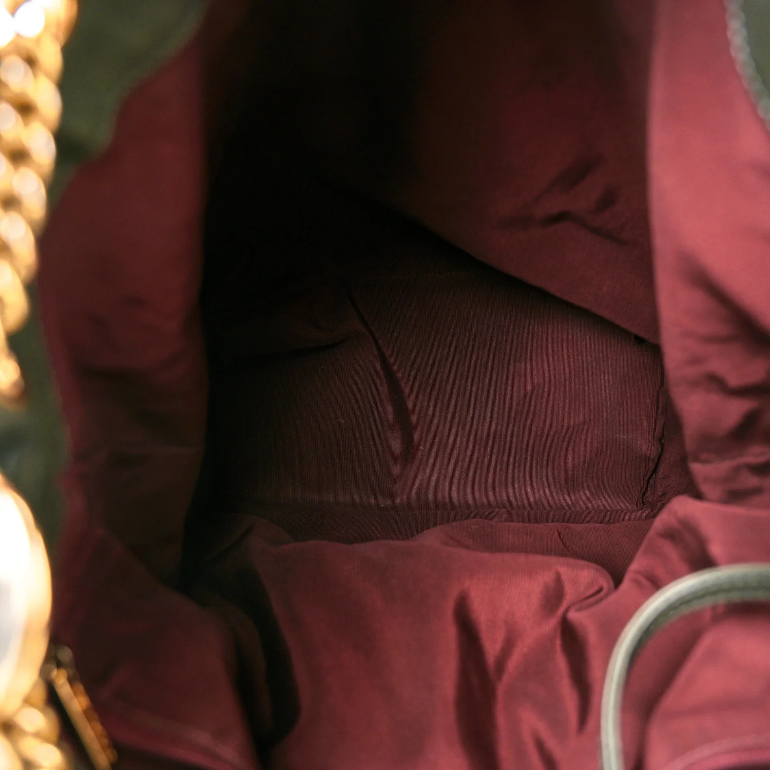 Calfskin Quilted Small On My Shoulder Drawstring Bag Dark Green - Top Club