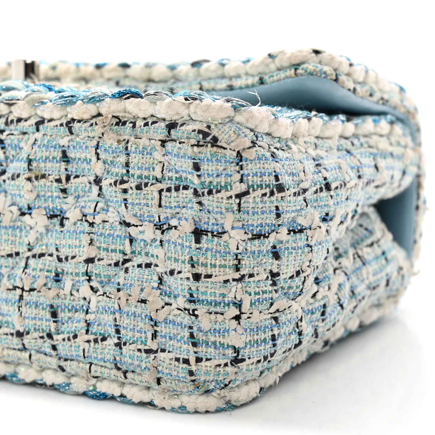 Tweed Braid Mini Flap Blue White Navy - Top Club