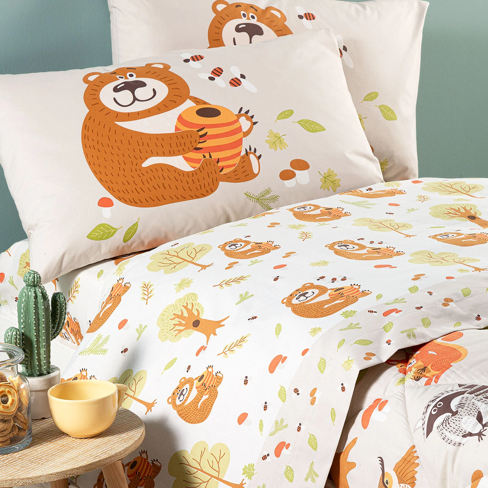 Complete cotton sheets Boschetto square and half a natural caleffi Kids