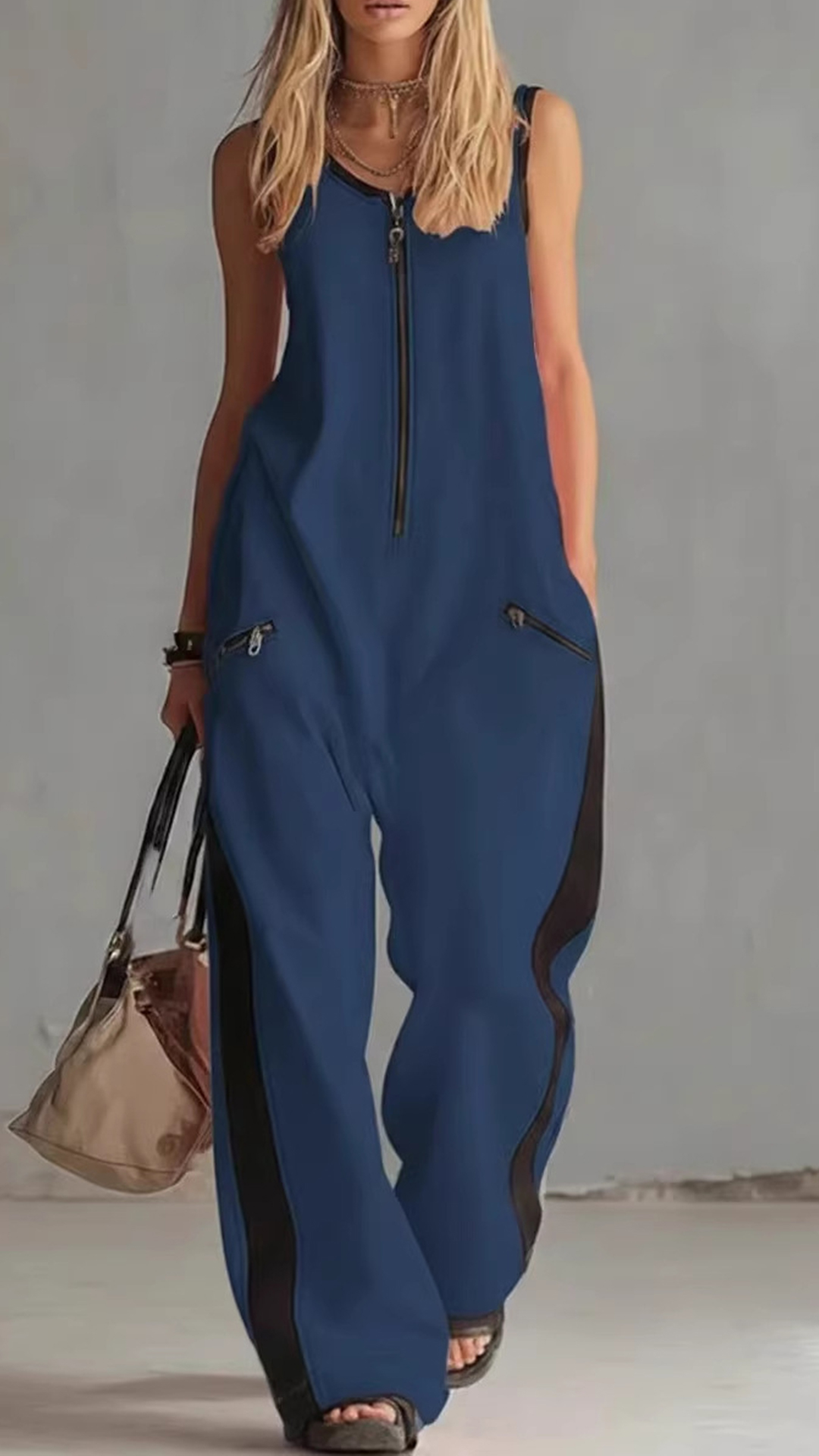 Women's Color-Block Cotton Jumpsuit - Nordfashionstorm - Women's Clothing, Fashion for You - Nordfashionstorm.com
