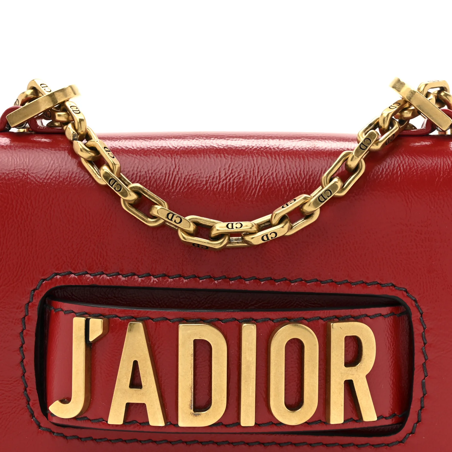 Calfskin J'Adior Chain Flap Bag Red - Top Club