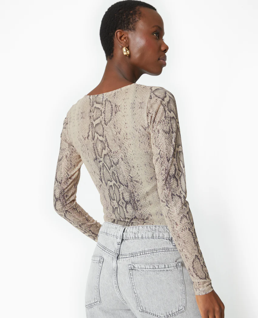 Pimkie Top manches longues en résille motif python