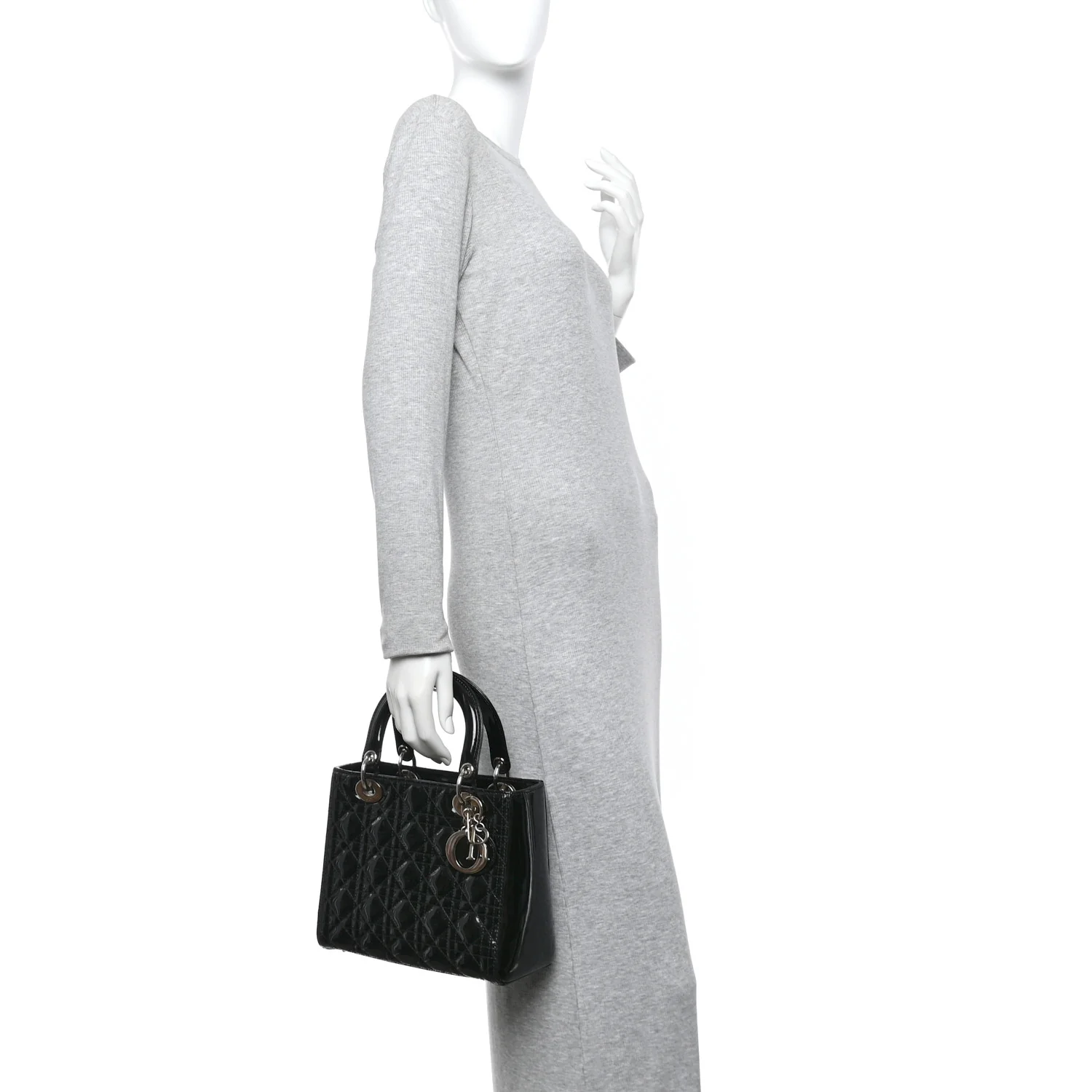 Patent Cannage Medium Lady Dior Black