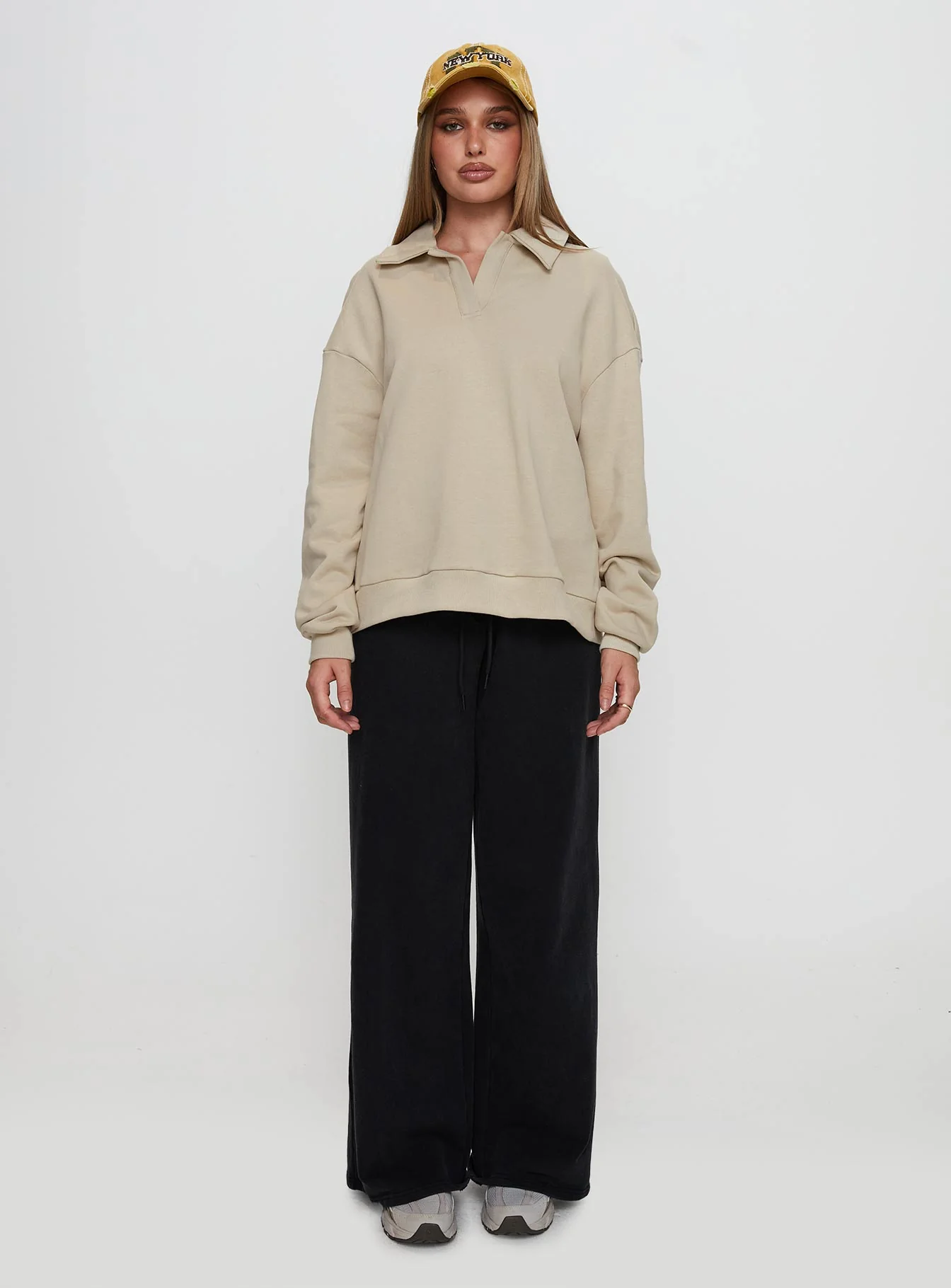 Back Around Collared Fleece Jumper Oat